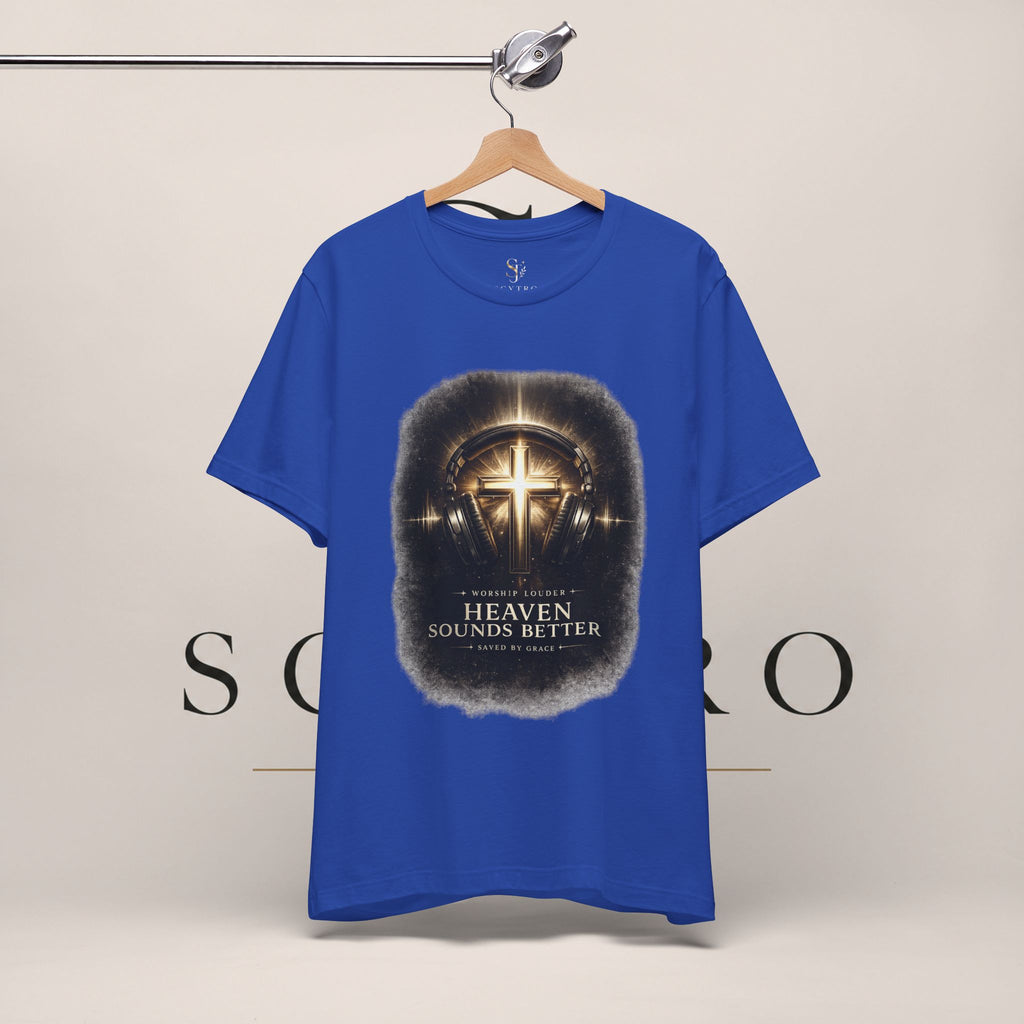 Youth Christian T‑Shirt - "Heaven Sounds Better" Cross Headphones Graphic Tee