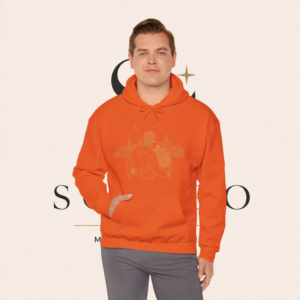 Couple Silhouette Hoodie – Romantic Cityscape 'Together' Pullover