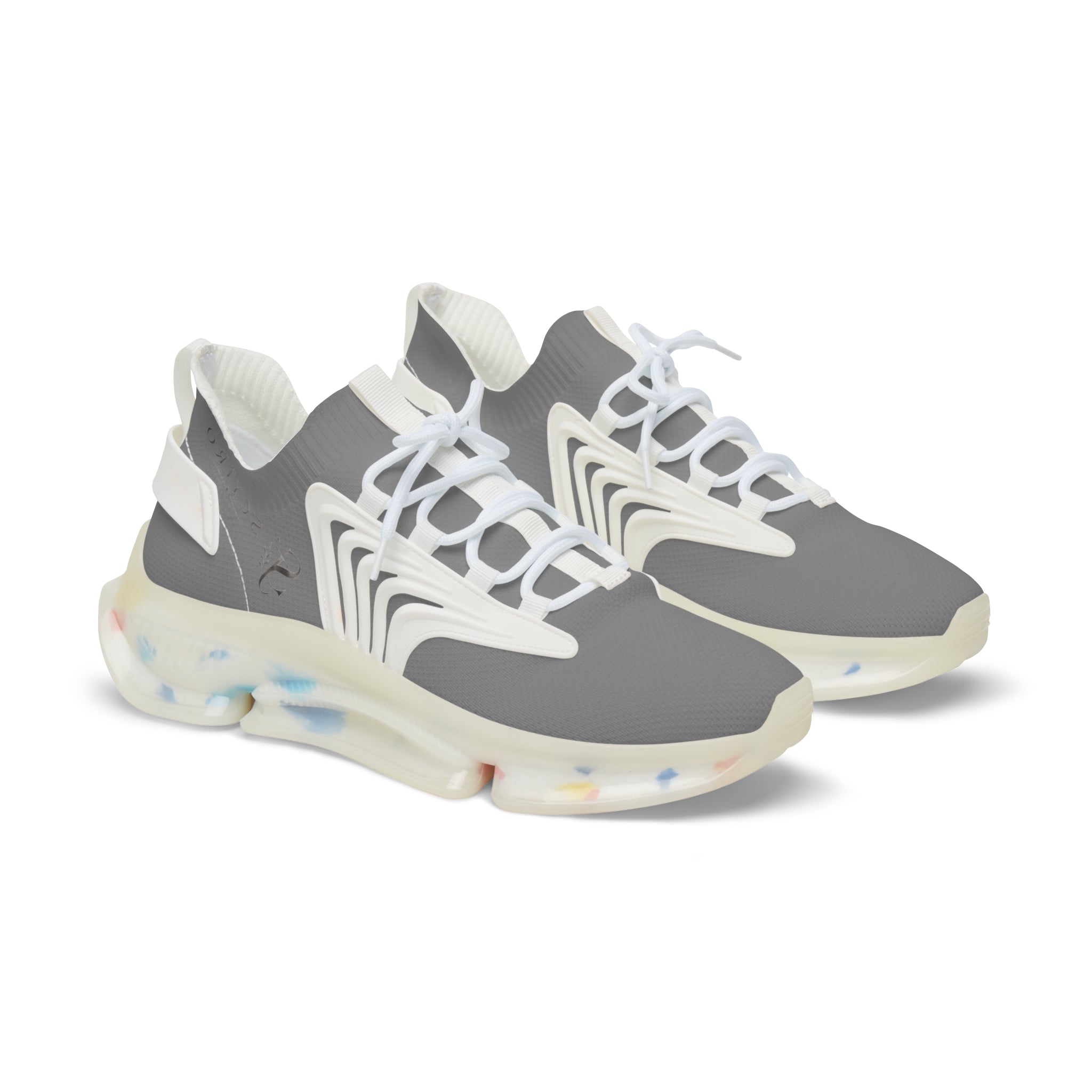 Men's Grey Mesh Sneakers — Lightweight Athletic Running Shoes with Cushioned Speckled Sole