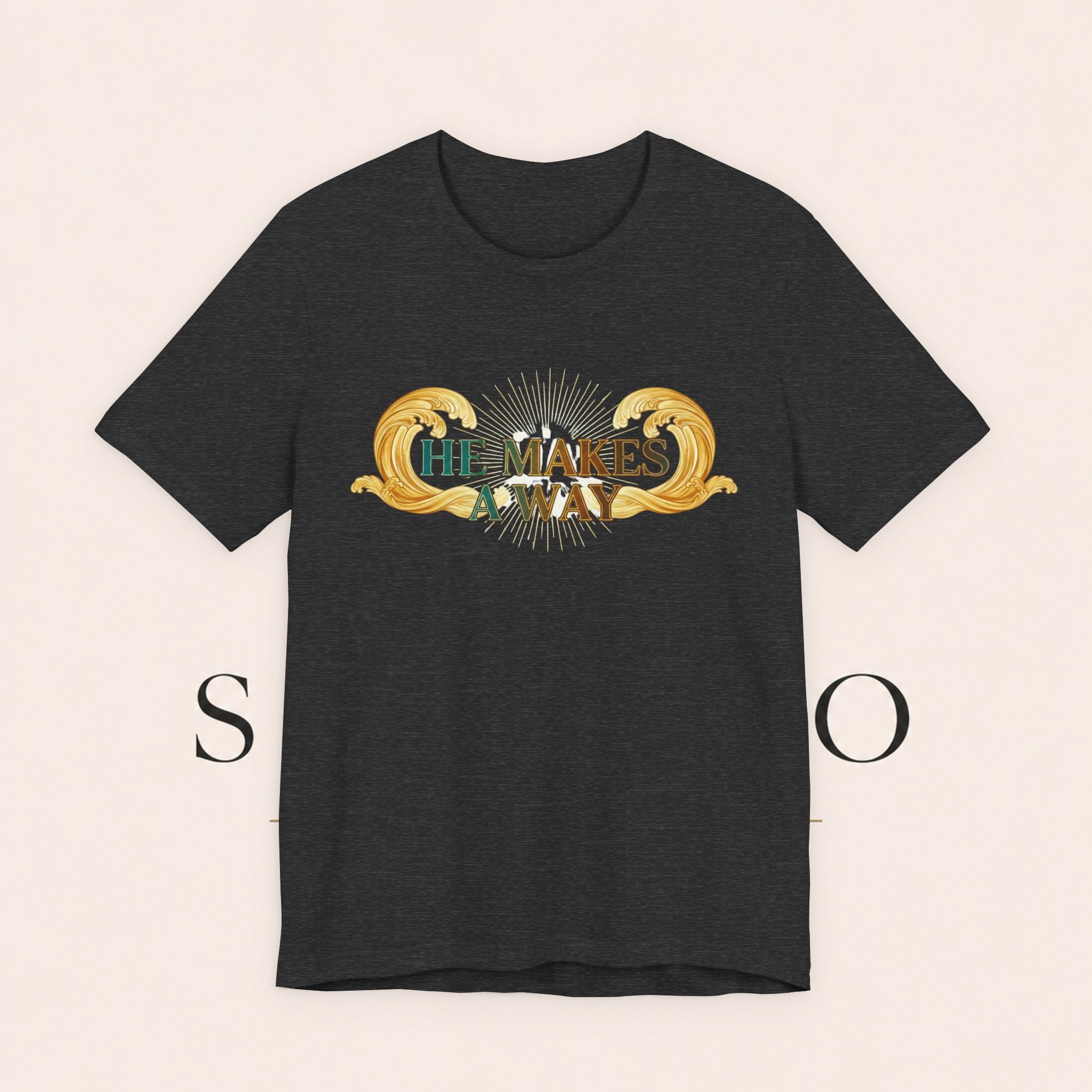 He Makes A Way T-Shirt — Faith Christian Tee with Parting Seas Back Graphic