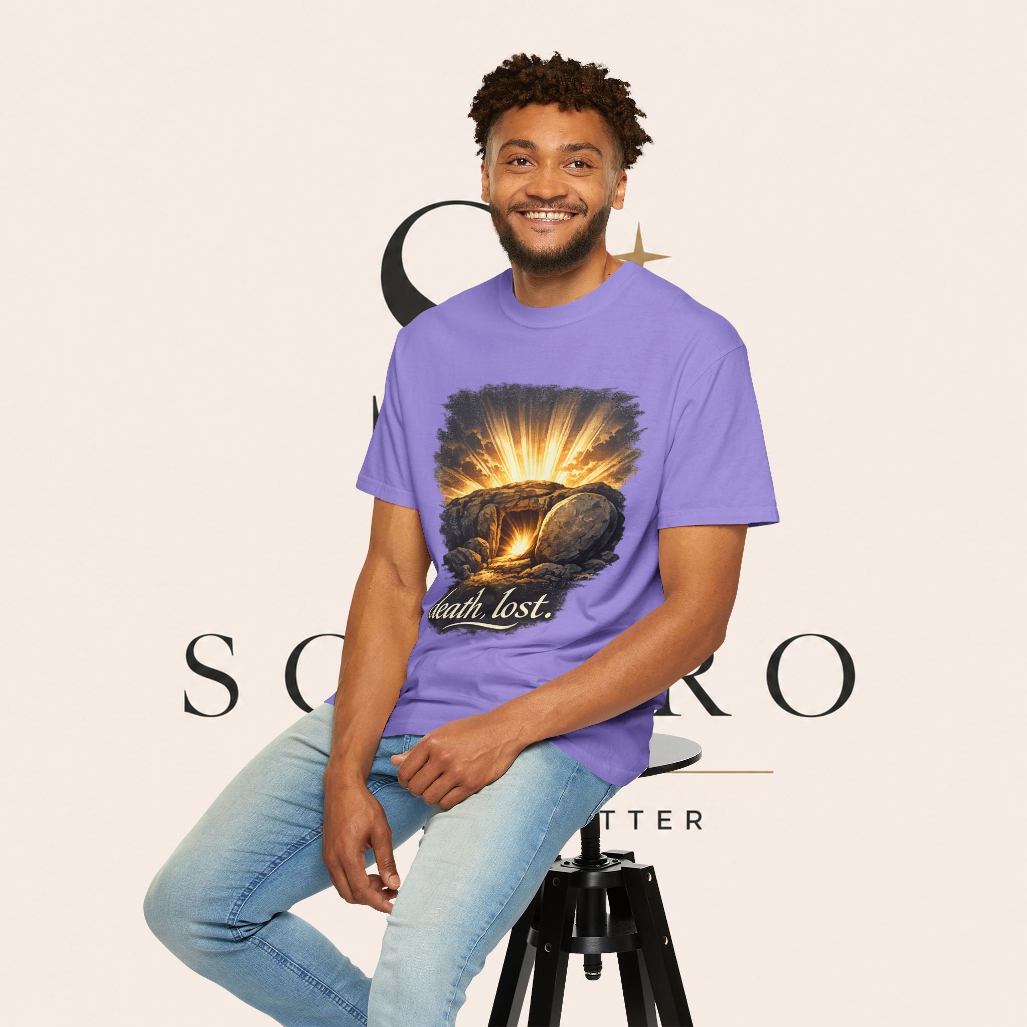 T-Shirt — Sunrise Tomb Graphic ‘death, lost.’ Memorial Tee
