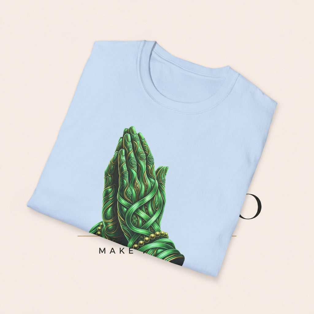Praying Hands T‑Shirt — Green Vines Prayer Hands Graphic Tee