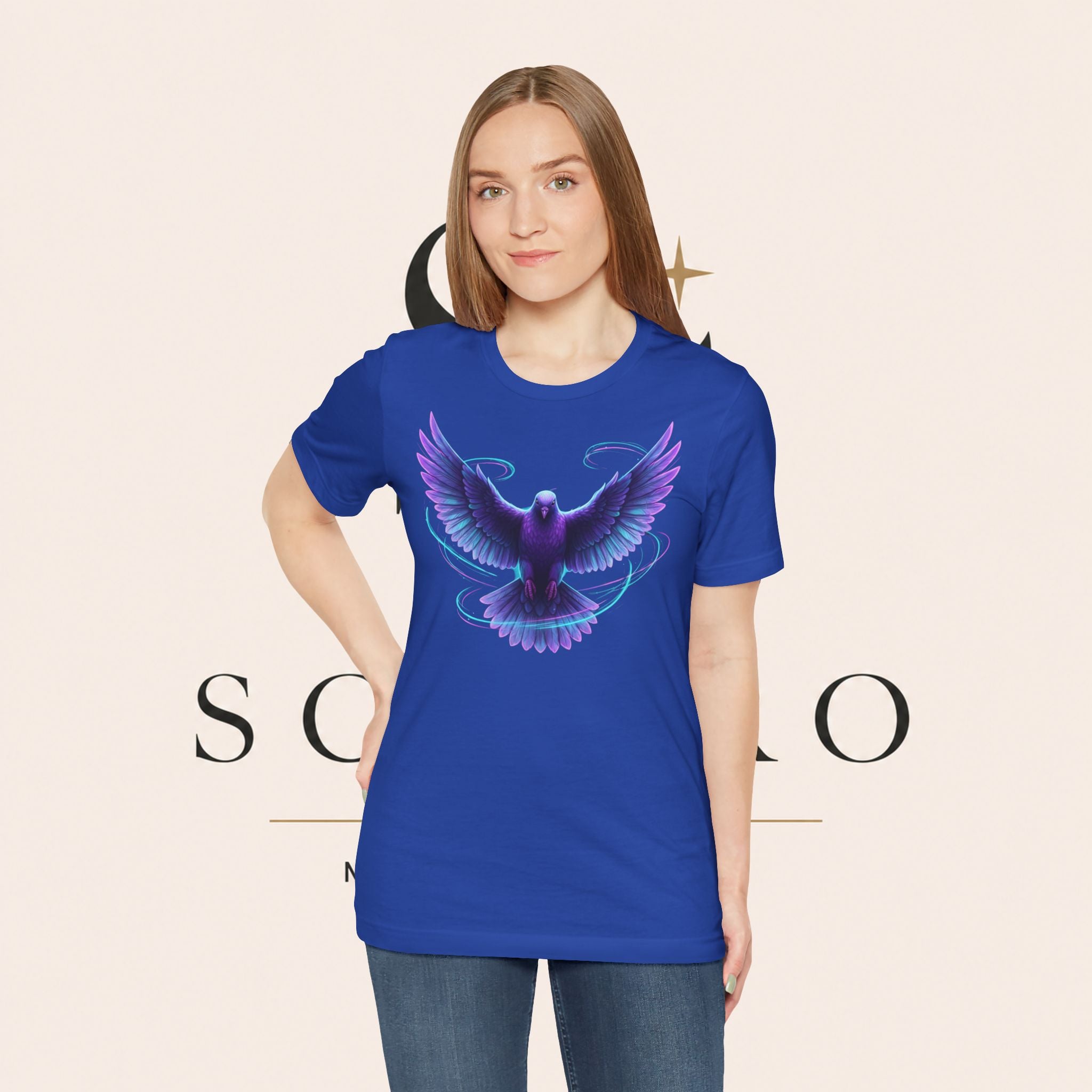 Mystic Raven Tee — Purple Glowing Dove Graphic T-Shirt