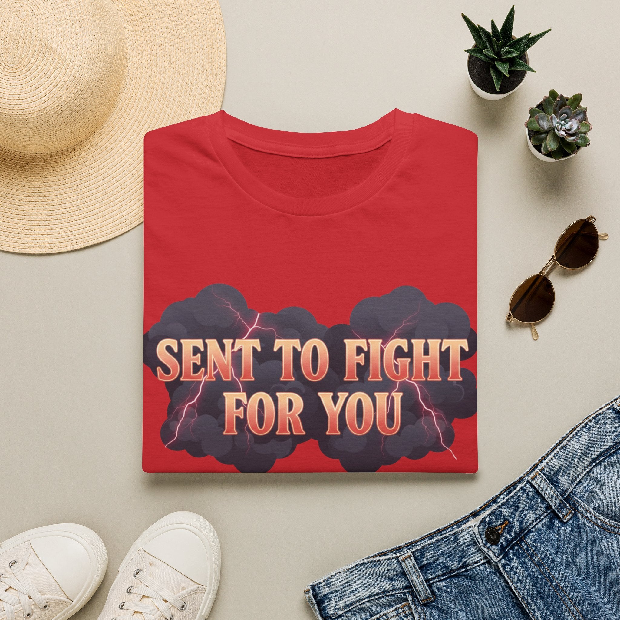 Sent to Fight for You T-Shirt — Bold Cloud Graphic Faith Tee
