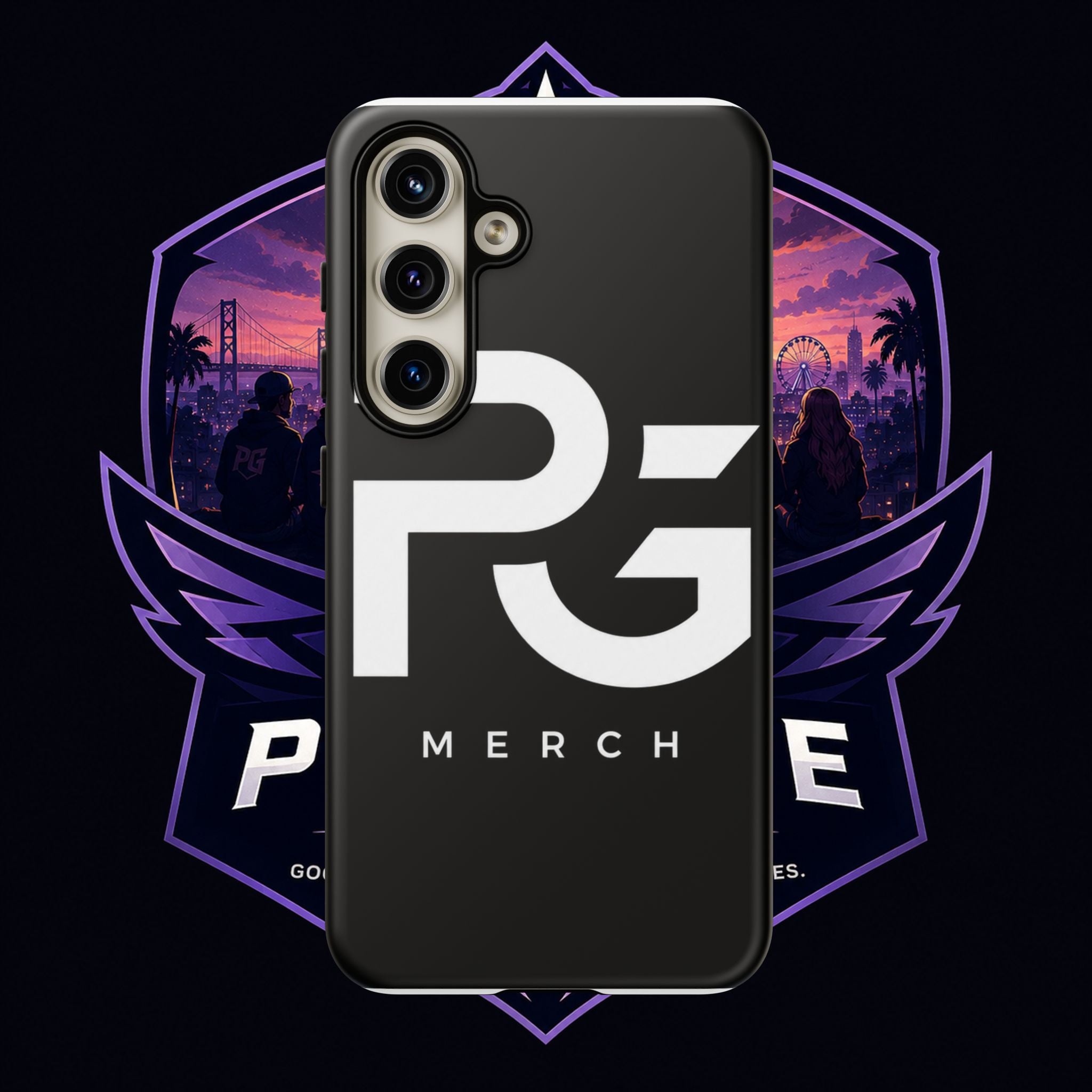 PG CUSTOMIZED RG Merch Tough Phone Case – Black Protective Phone Cover with Bold Logo