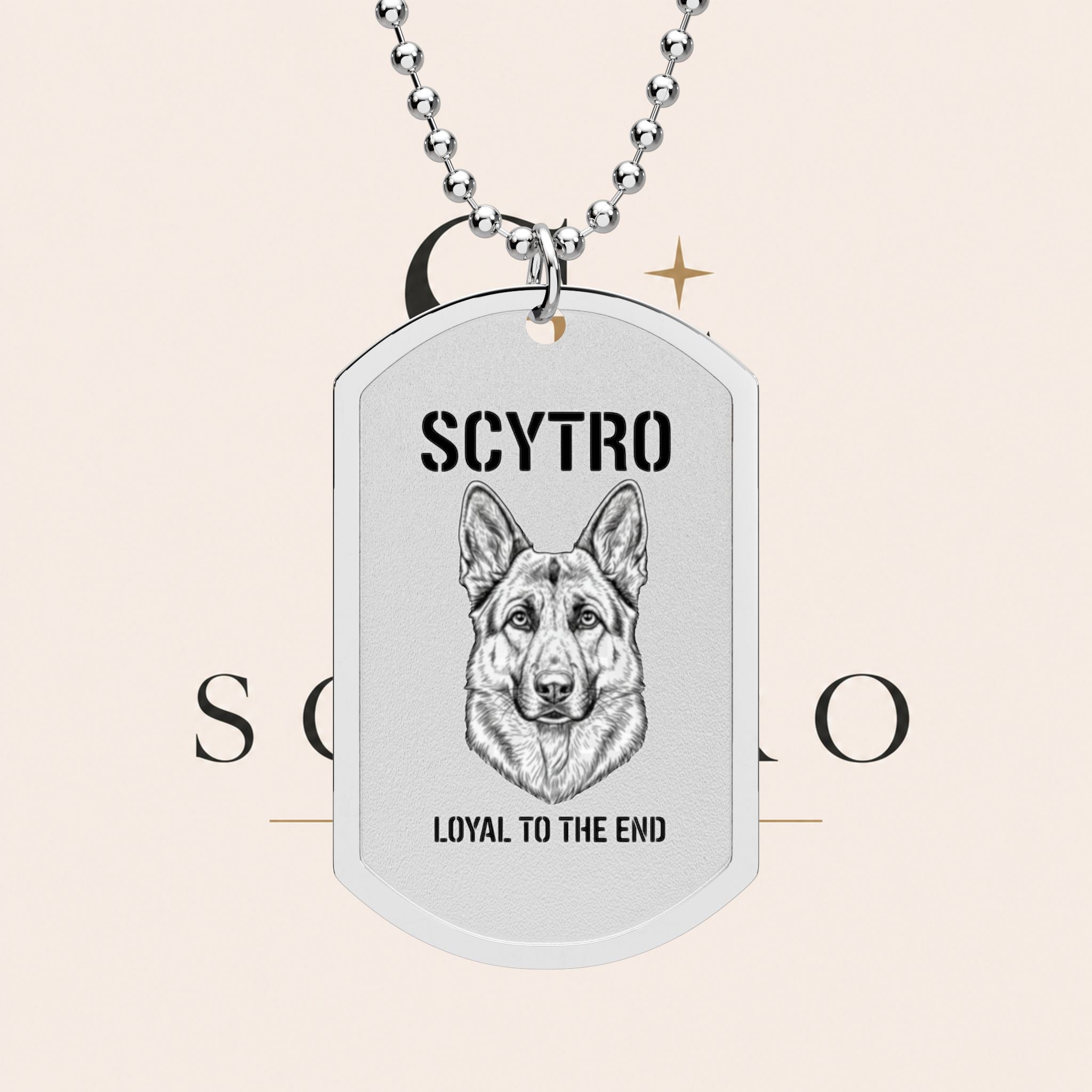 Personalized Dog Tag Necklace — "SCYTRO" German Shepherd Tribute