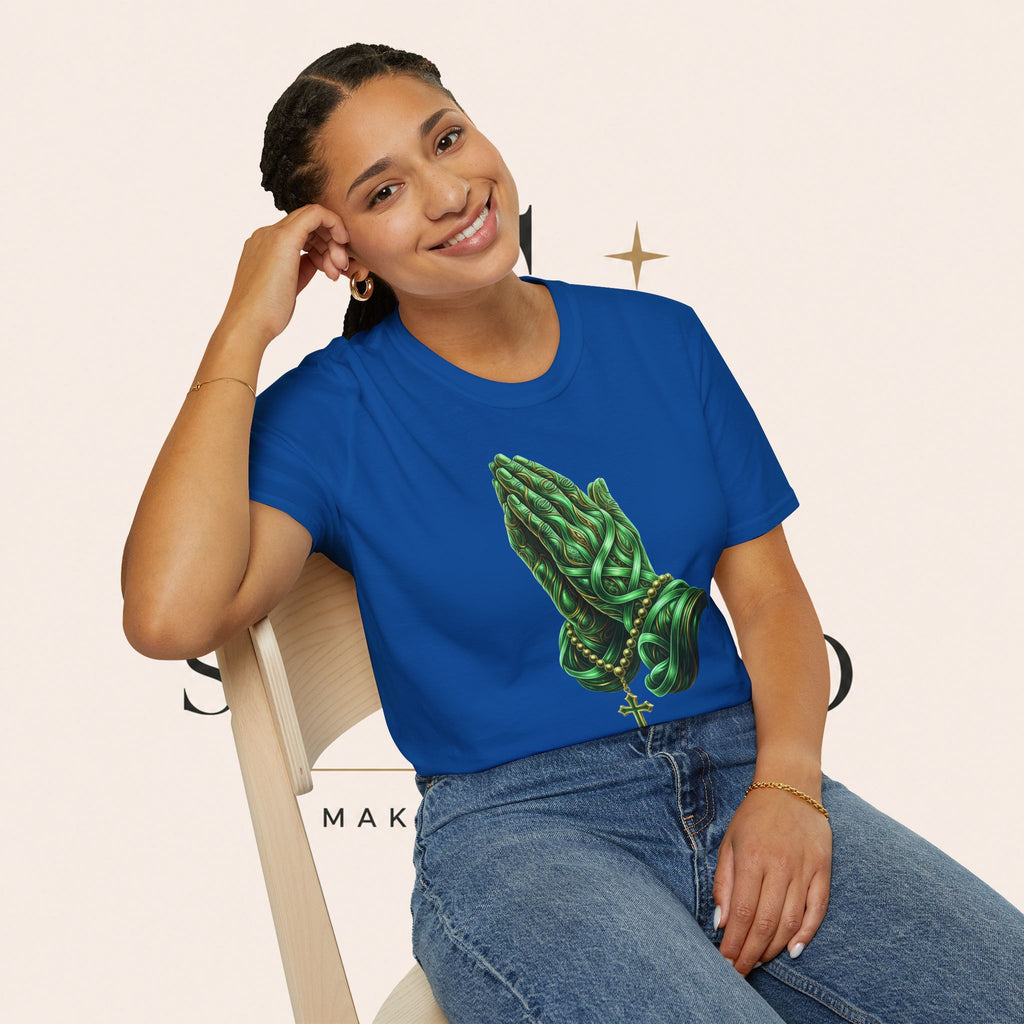 Praying Hands T‑Shirt — Green Vines Prayer Hands Graphic Tee