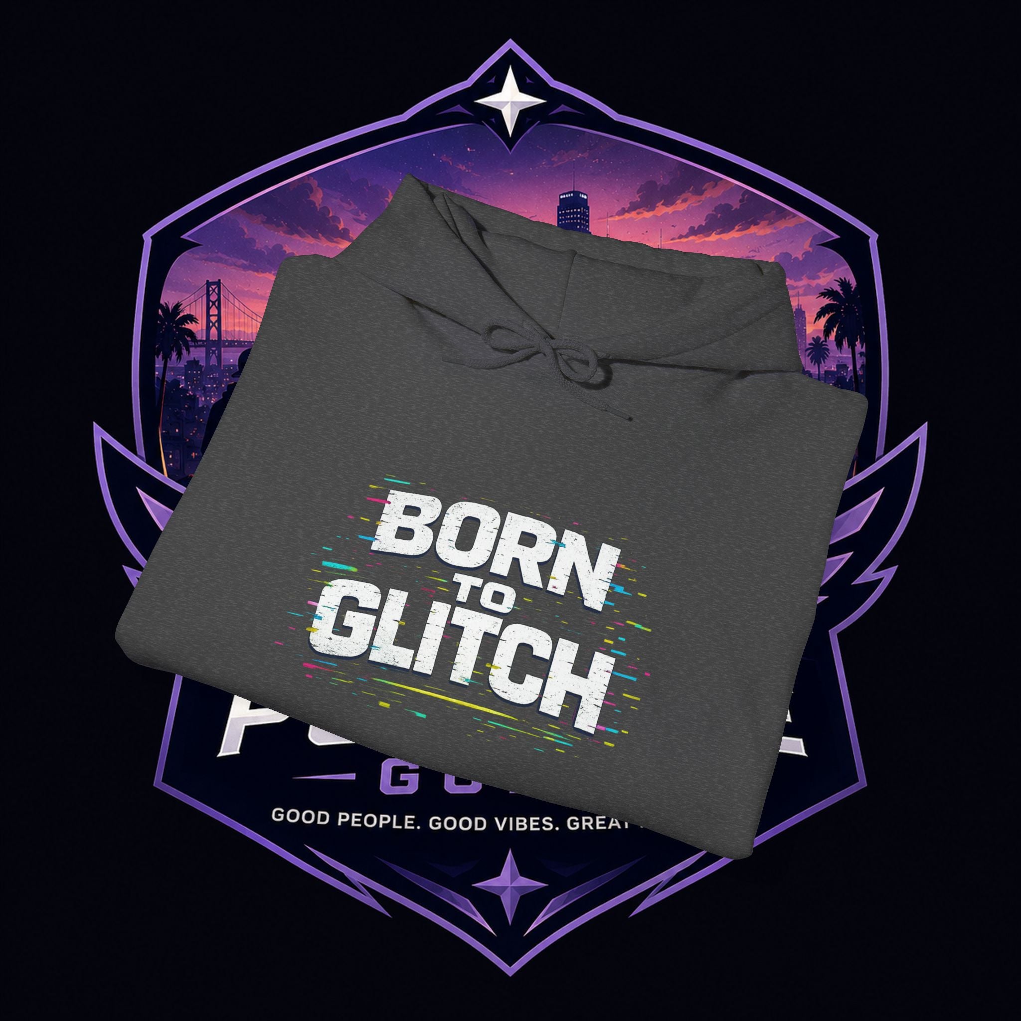 Born Glitch Hoodie — Retro Cyberpunk Vaporwave Graphic Sweatshirt