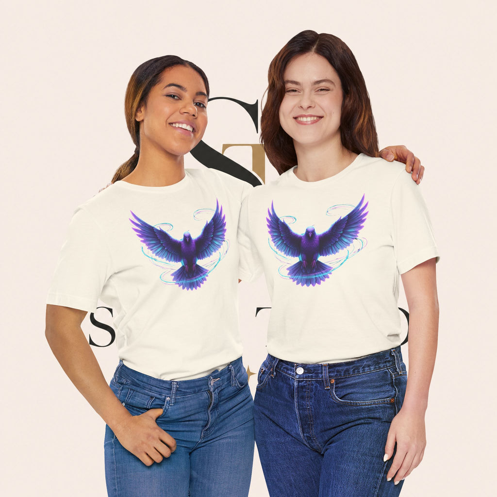 Mystic Raven Tee — Purple Glowing Dove Graphic T-Shirt