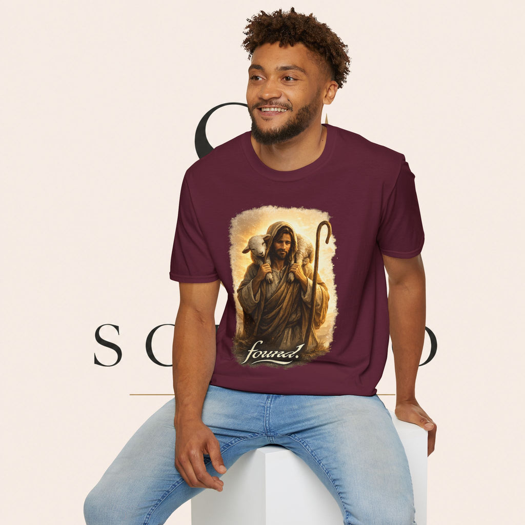 Jesus the Good Shepherd T-Shirt — 'Found.' Christian Faith Tee
