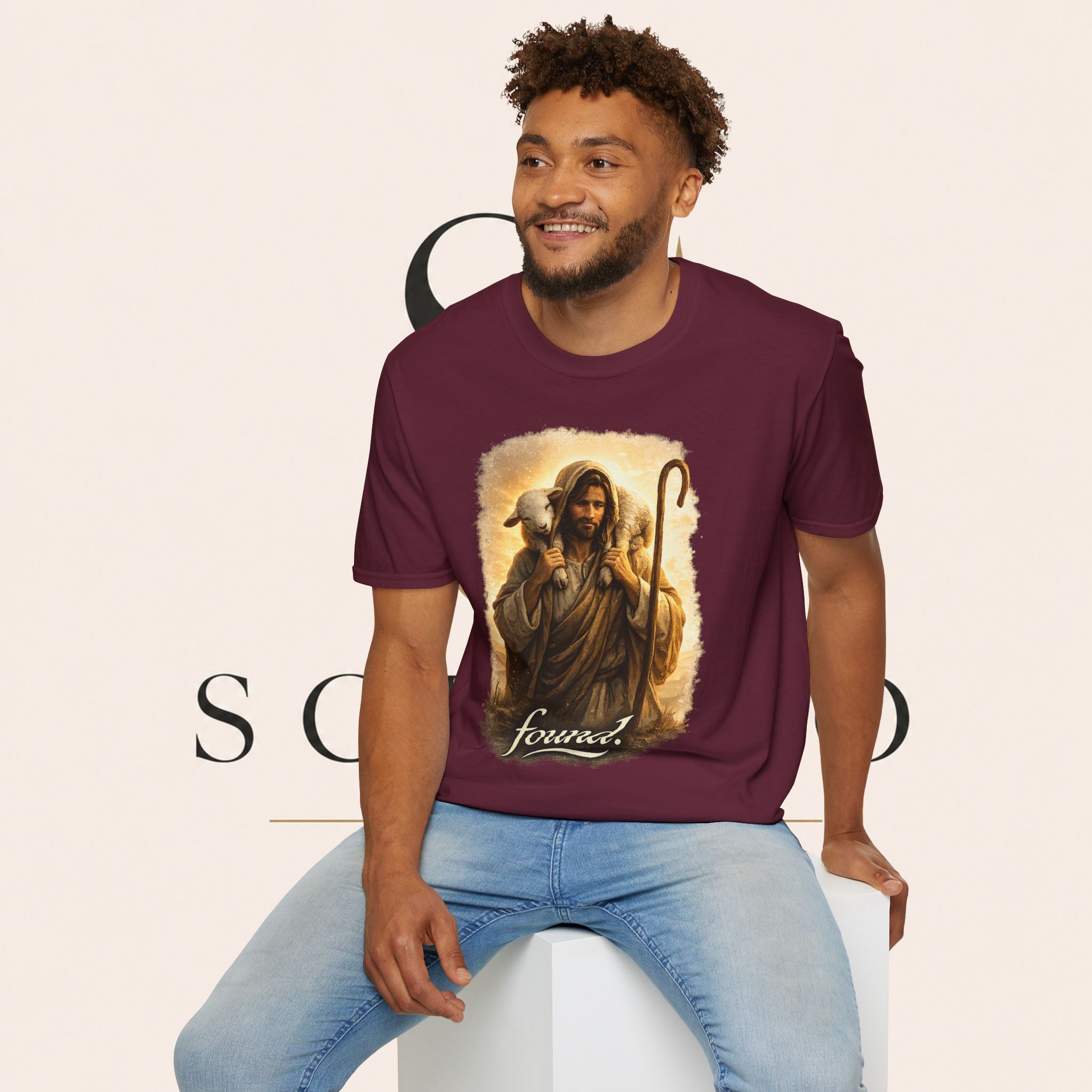 Jesus the Good Shepherd T-Shirt — 'Found.' Christian Faith Tee