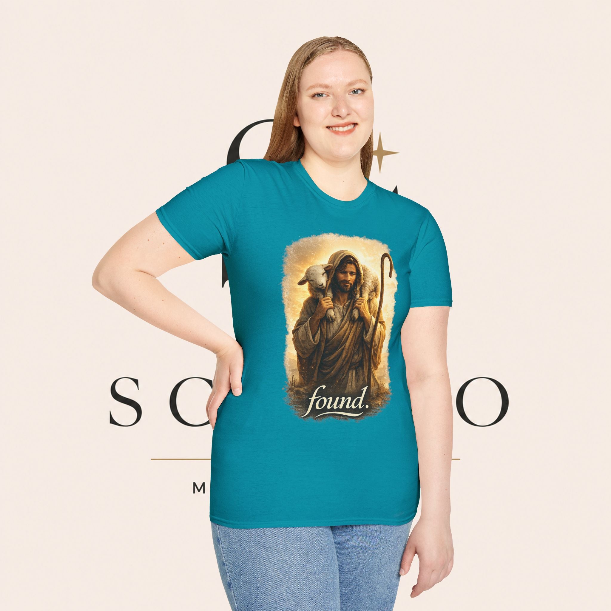 Jesus the Good Shepherd T-Shirt — 'Found.' Christian Faith Tee