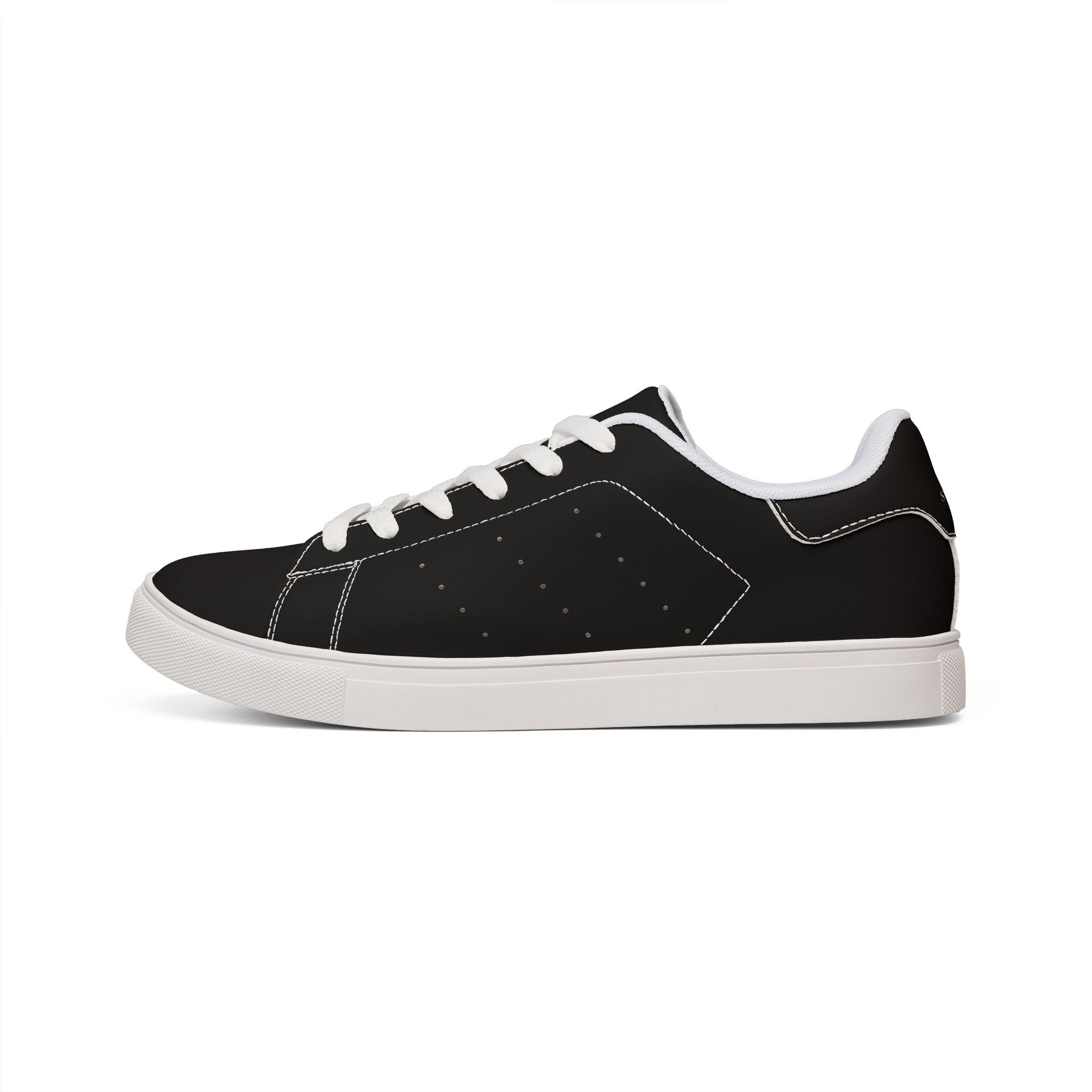 Men's Low-Top Leather Sneakers — Classic Black Casual Trainers