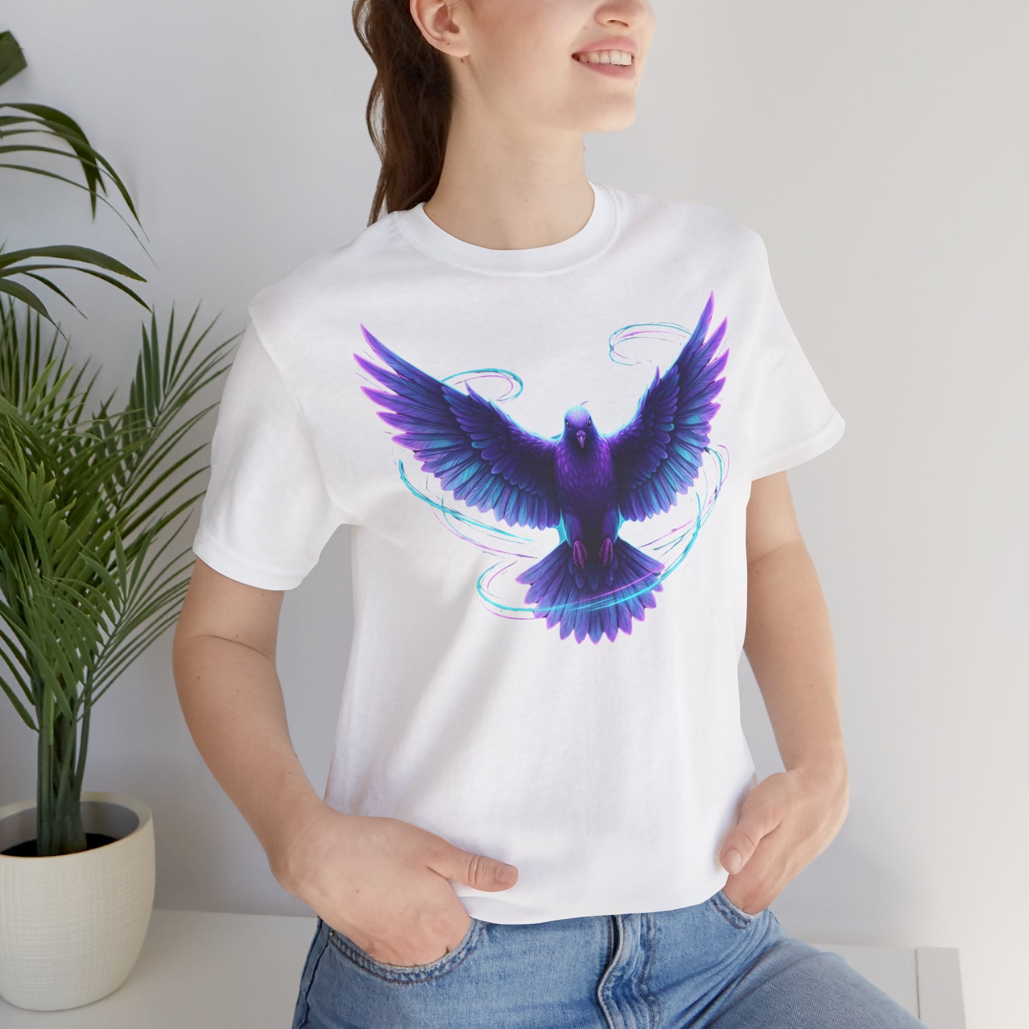 Mystic Raven Tee — Purple Glowing Dove Graphic T-Shirt
