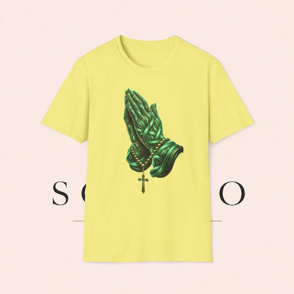 Praying Hands T‑Shirt — Green Vines Prayer Hands Graphic Tee