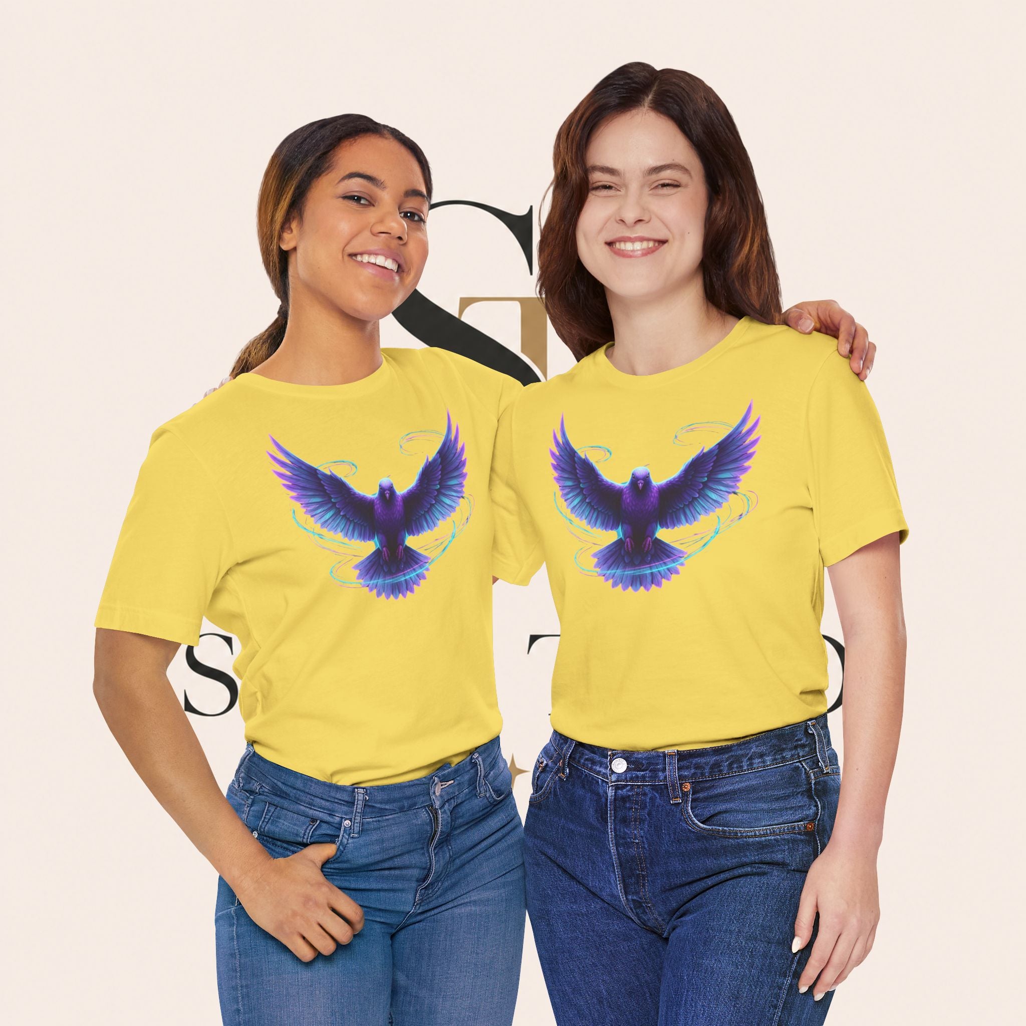 Mystic Raven Tee — Purple Glowing Dove Graphic T-Shirt