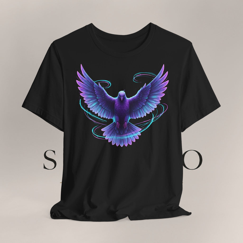 Mystic Raven Tee — Purple Glowing Dove Graphic T-Shirt