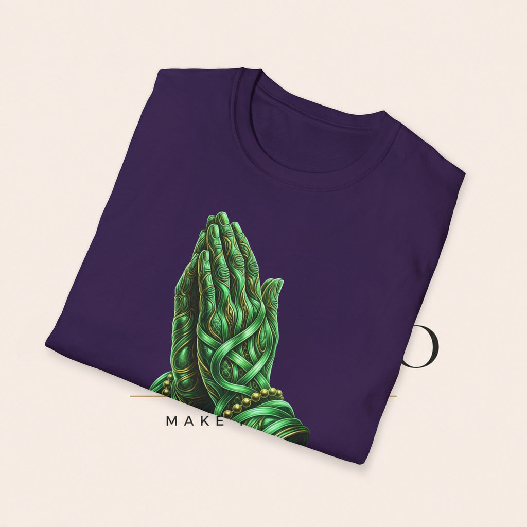 Praying Hands T‑Shirt — Green Vines Prayer Hands Graphic Tee
