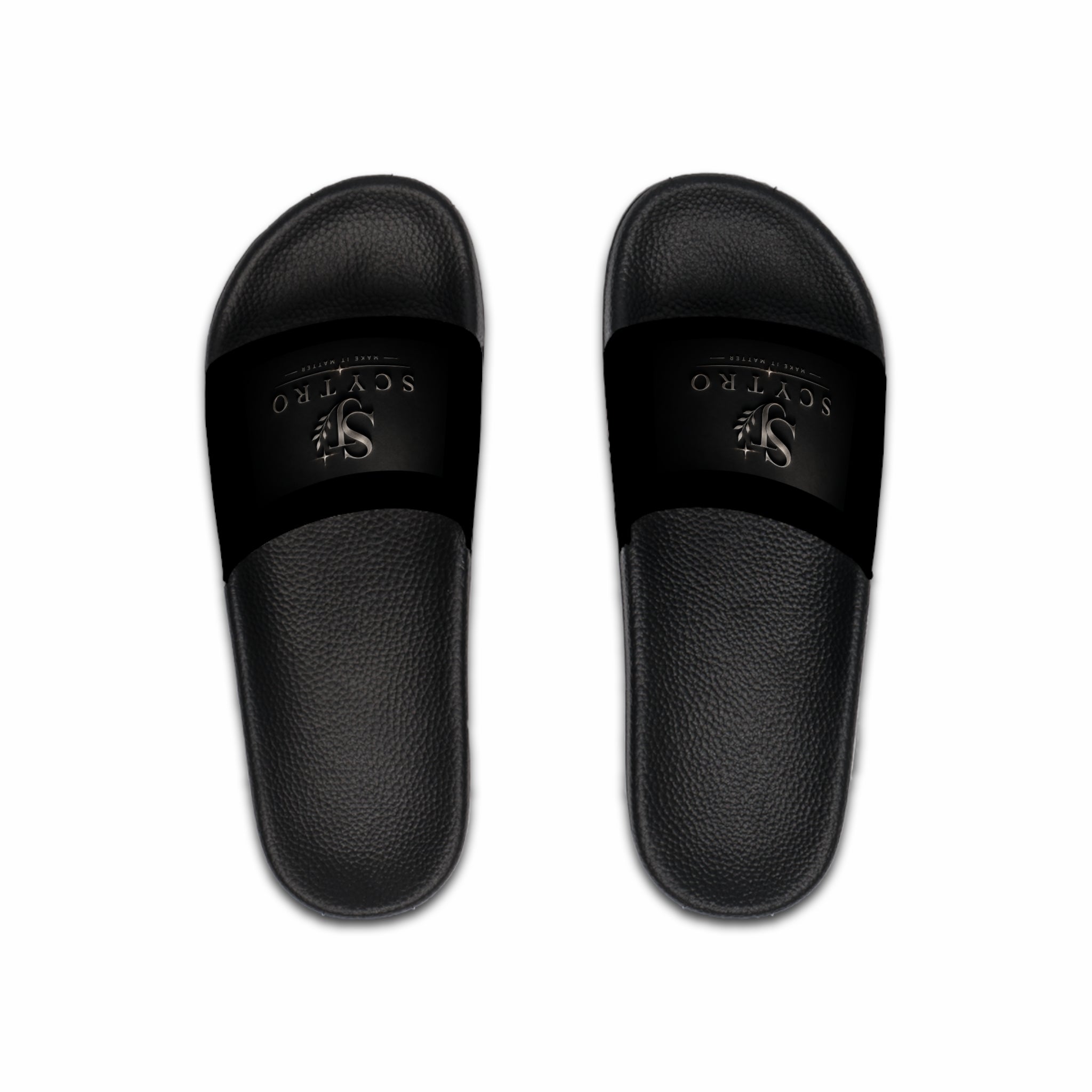 Black Logo Slide Sandals for Men — Casual Pool & Beach Slides