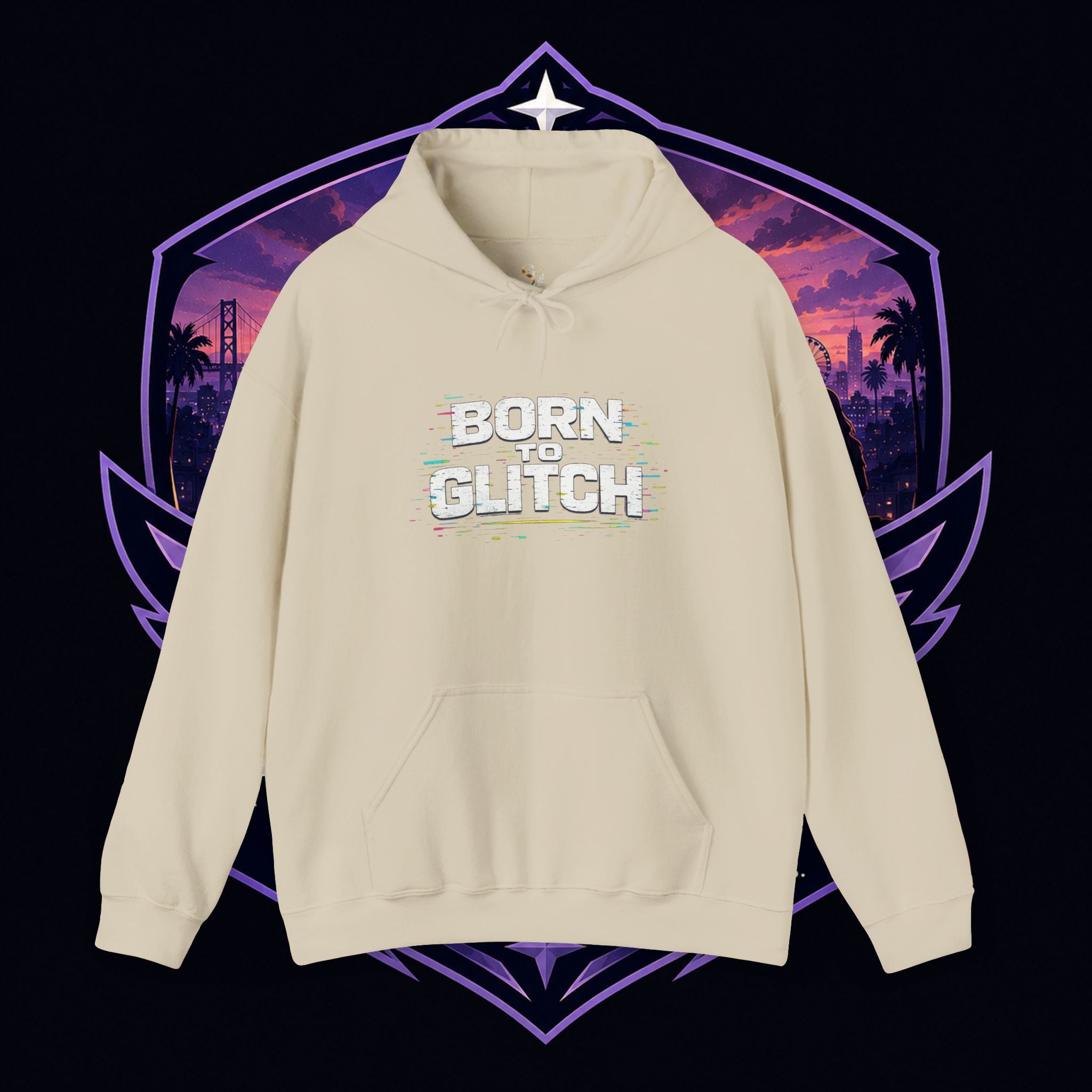 Born Glitch Hoodie — Retro Cyberpunk Vaporwave Graphic Sweatshirt