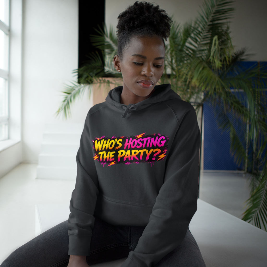 PG SUZY Party Graphic Hoodie — "Who's Hosting the Party?" Retro Concert Pullover