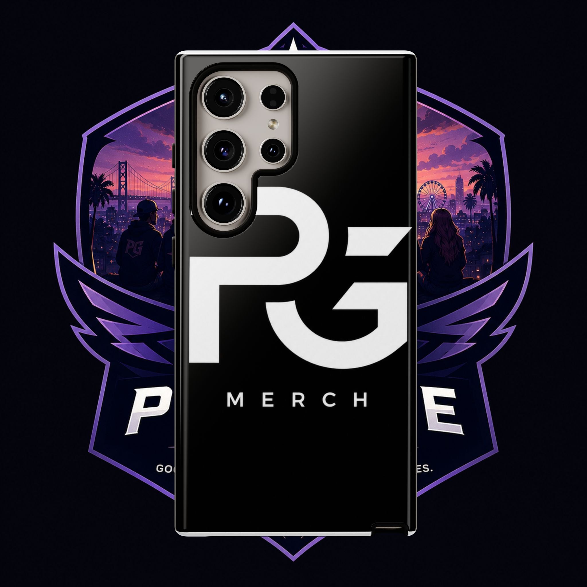 PG CUSTOMIZED RG Merch Tough Phone Case – Black Protective Phone Cover with Bold Logo