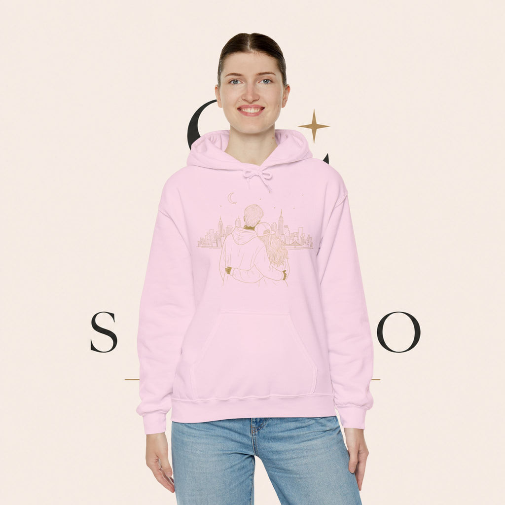 Couple Silhouette Hoodie – Romantic Cityscape 'Together' Pullover