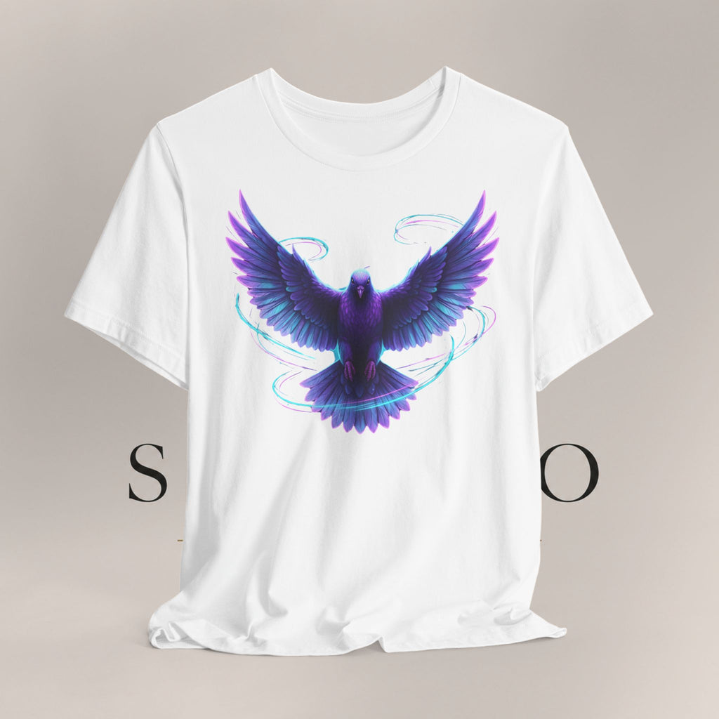 Mystic Raven Tee — Purple Glowing Dove Graphic T-Shirt