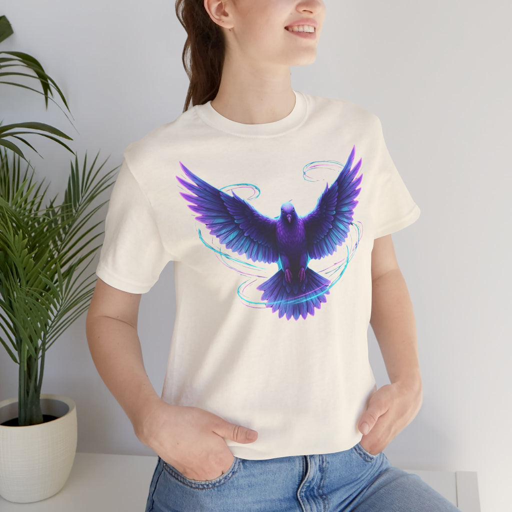 Mystic Raven Tee — Purple Glowing Dove Graphic T-Shirt
