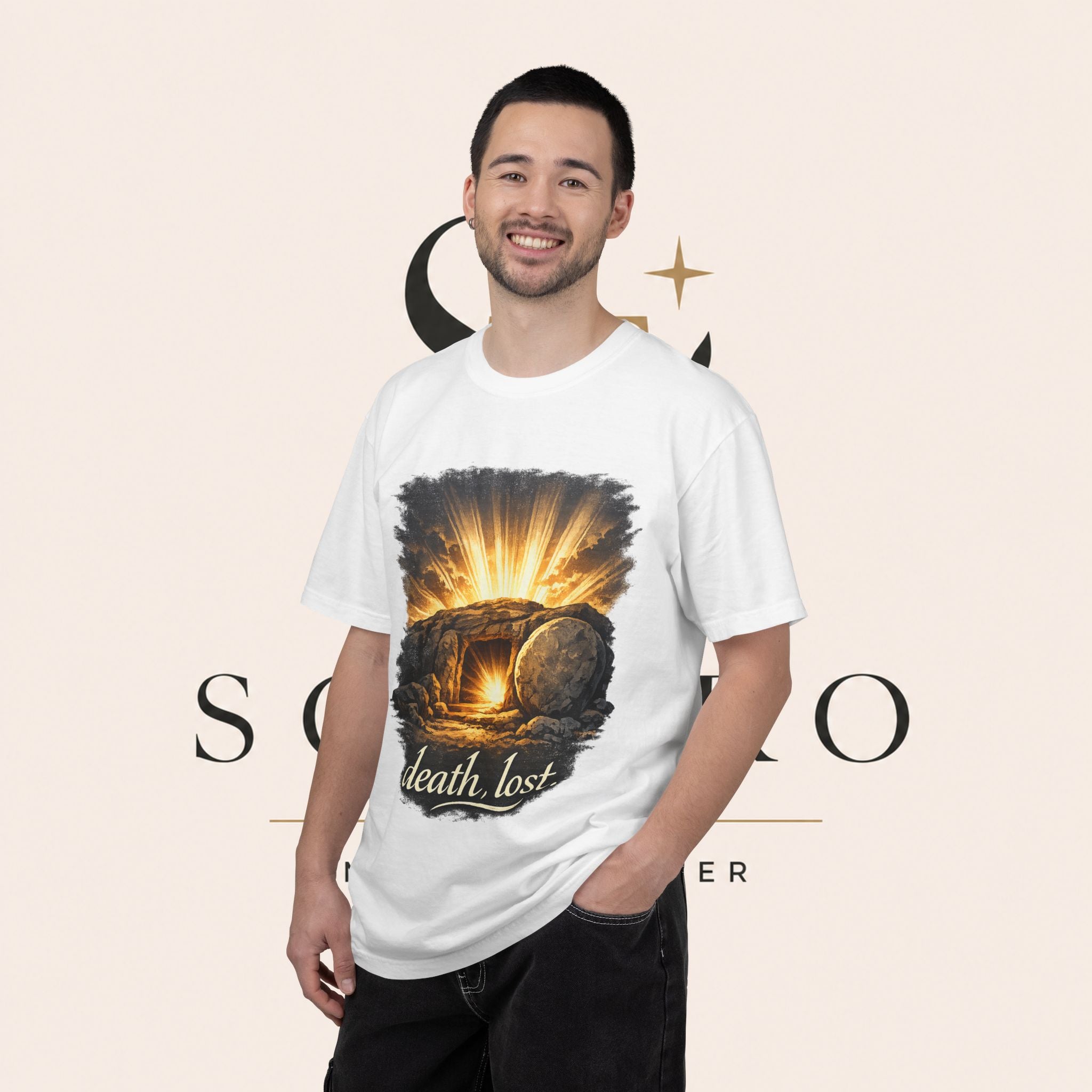T-Shirt — Sunrise Tomb Graphic ‘death, lost.’ Memorial Tee