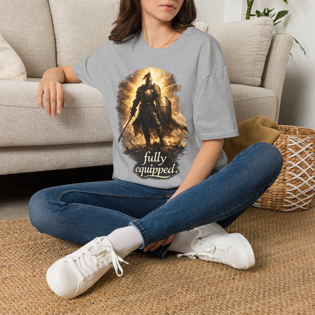 Knight Graphic T-Shirt — 'Fully Equipped' Medieval Armor Gamer Tee