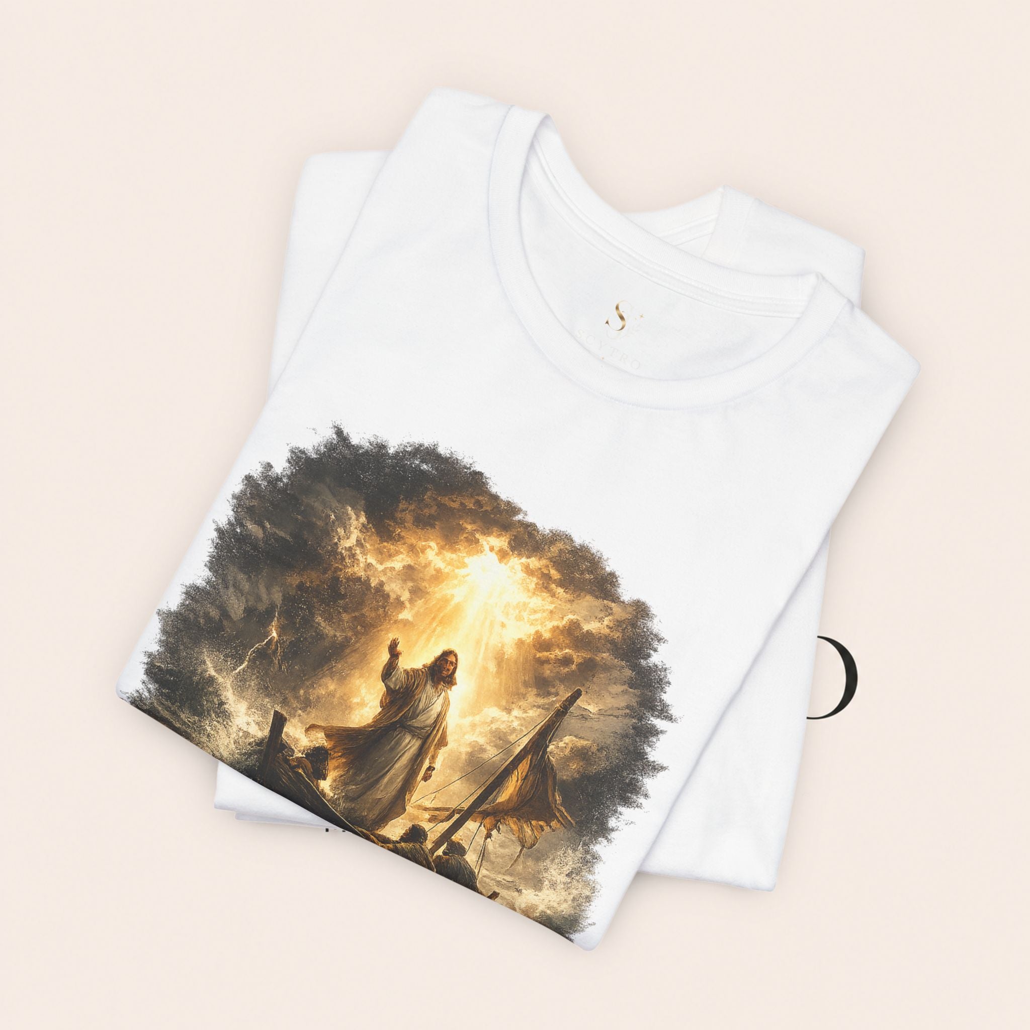 Peace Speaks Louder Christian T‑Shirt — Jesus Calming the Storm Faith Tee