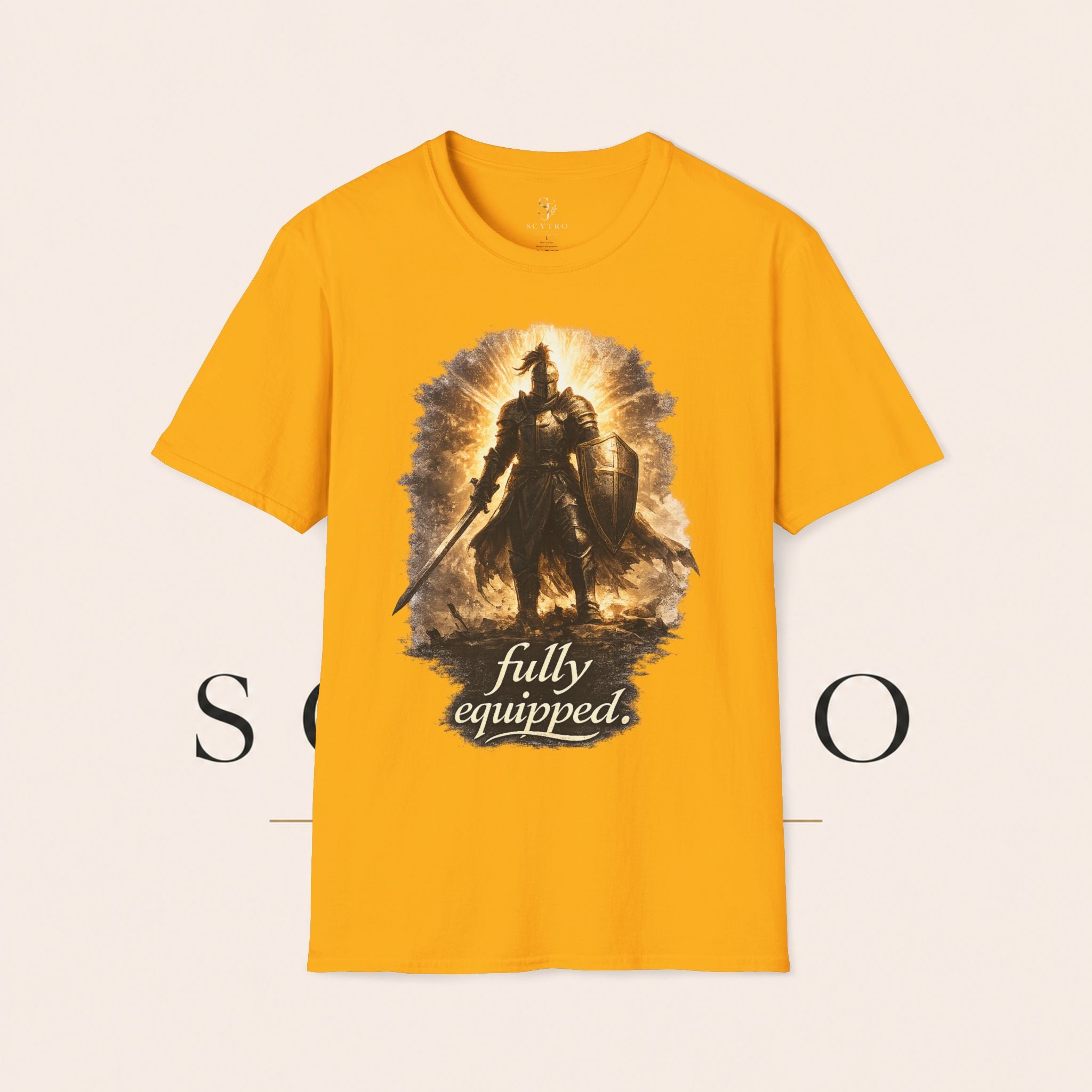 Knight Graphic T-Shirt — 'Fully Equipped' Medieval Armor Gamer Tee