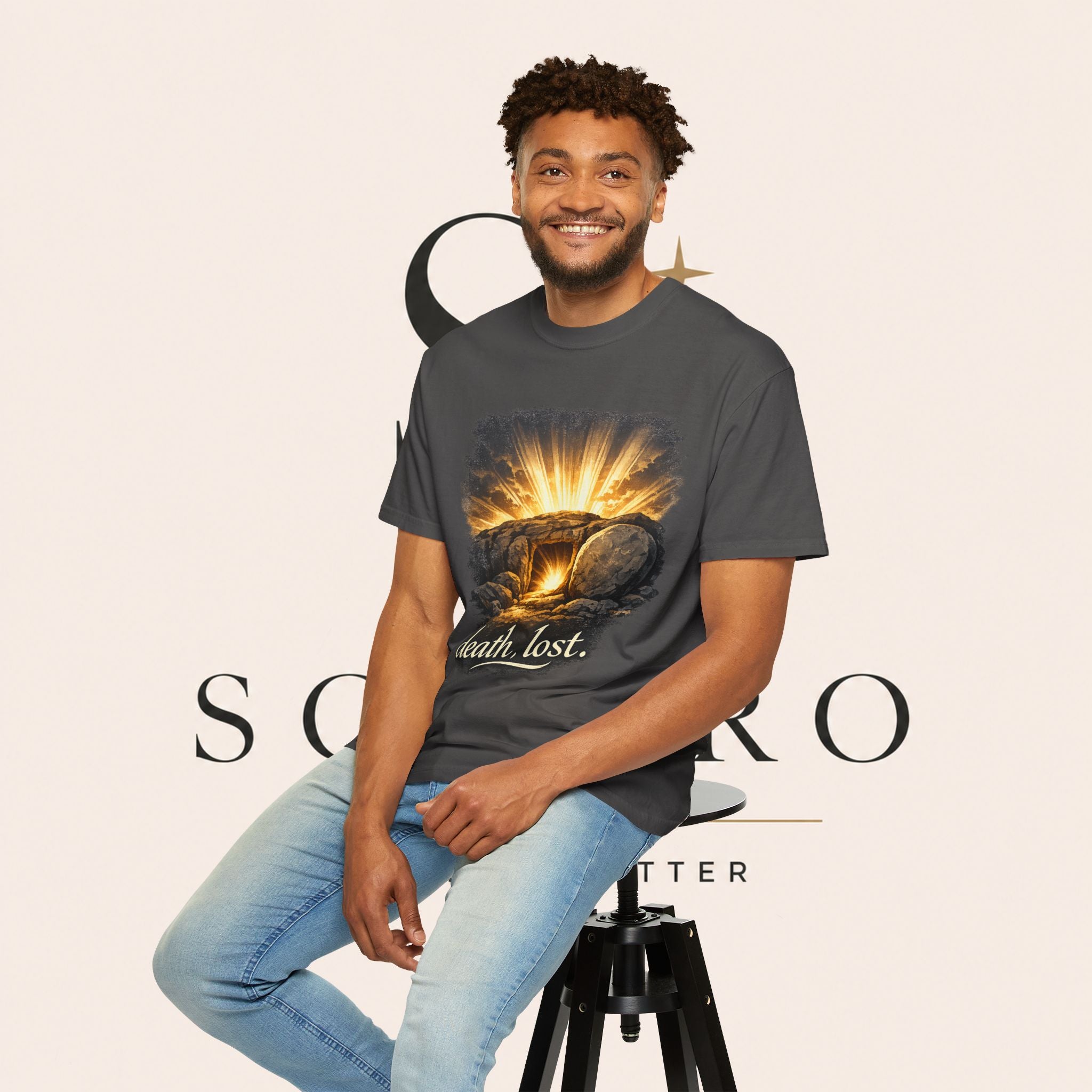 T-Shirt — Sunrise Tomb Graphic ‘death, lost.’ Memorial Tee