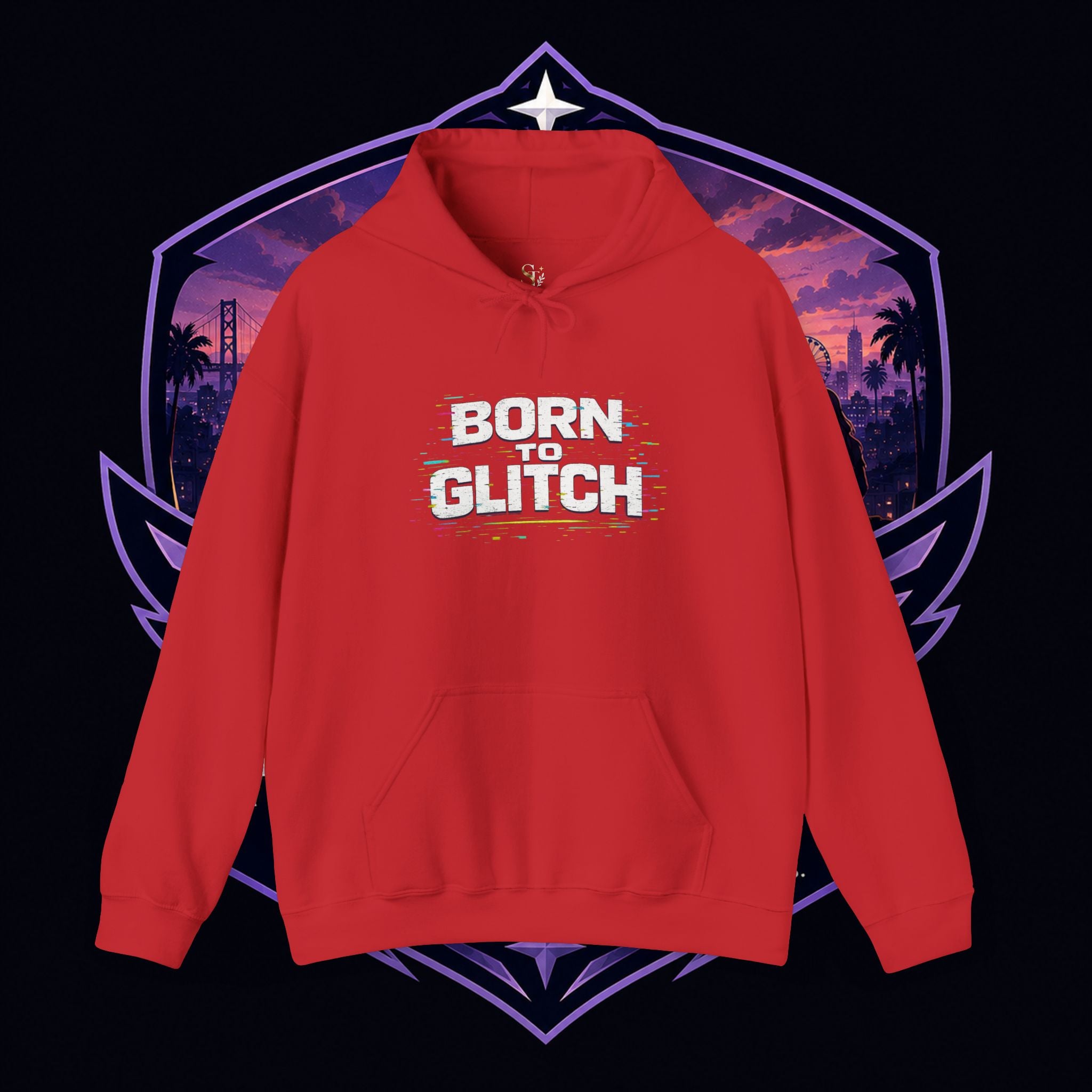 Born Glitch Hoodie — Retro Cyberpunk Vaporwave Graphic Sweatshirt
