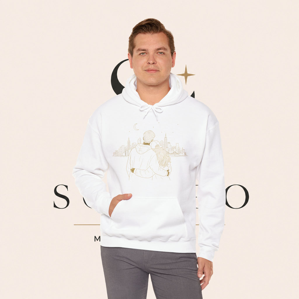 Couple Silhouette Hoodie – Romantic Cityscape 'Together' Pullover
