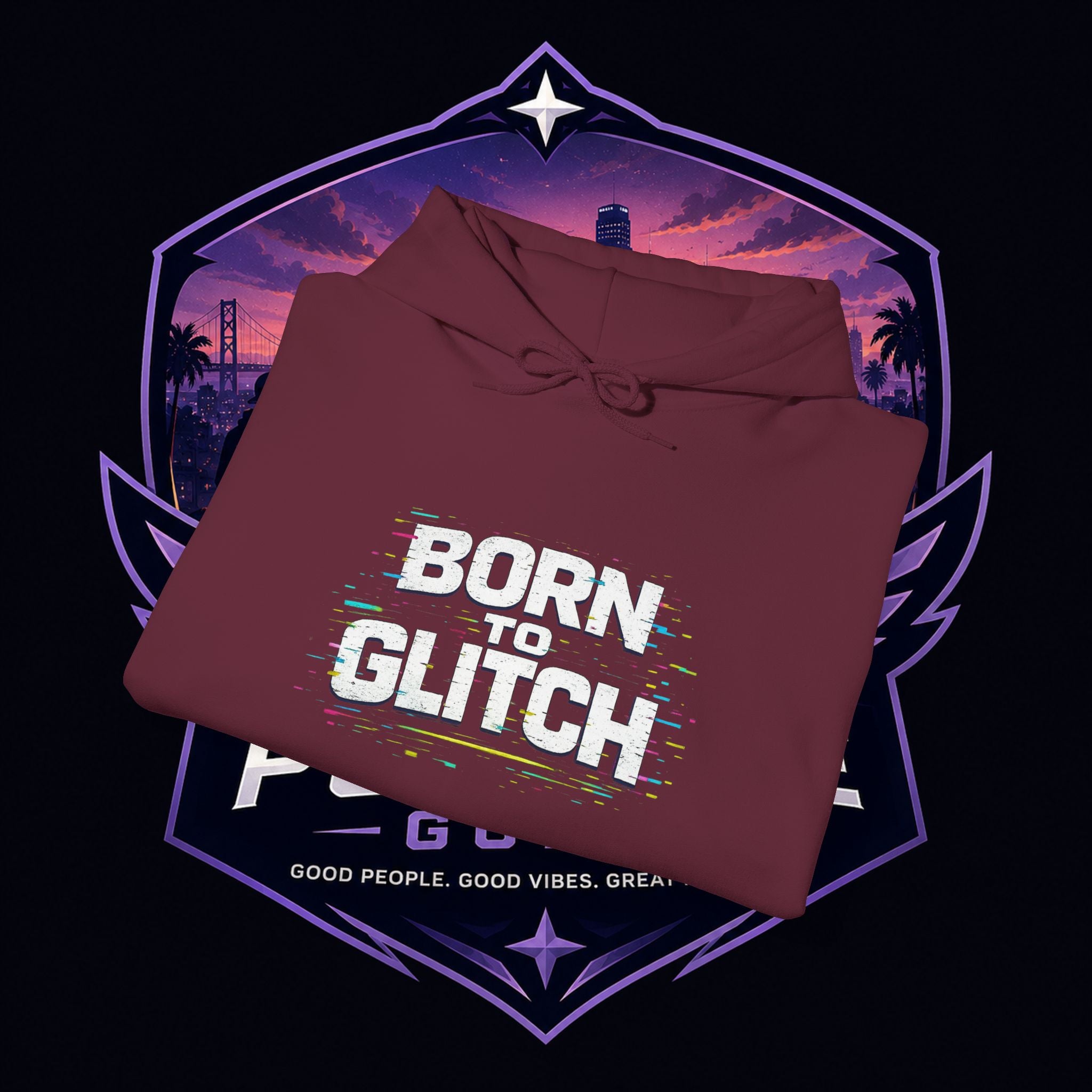 Born Glitch Hoodie — Retro Cyberpunk Vaporwave Graphic Sweatshirt