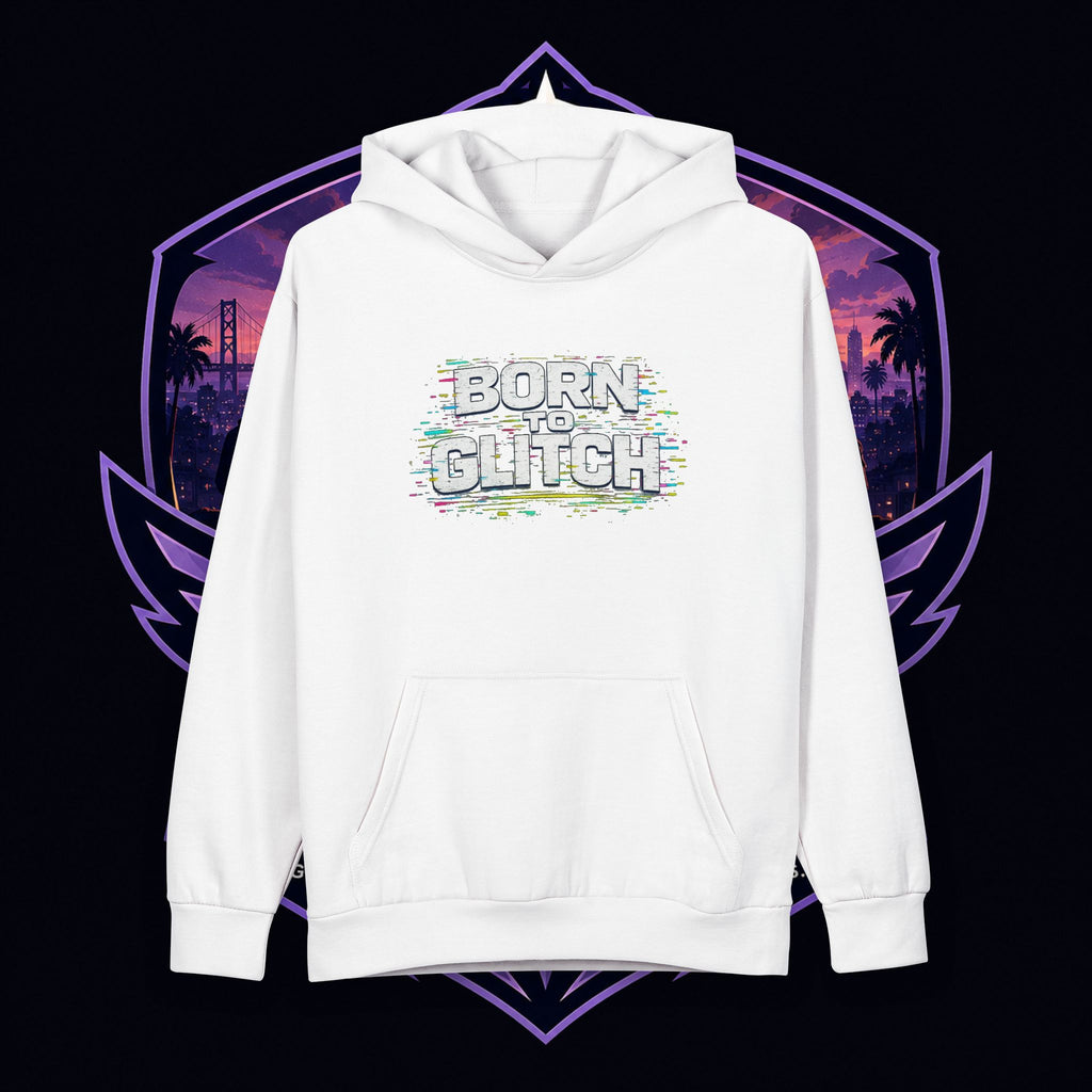 PG Lola's Born to Glitch Hoodie — Retro Glitch Gamer Pullover