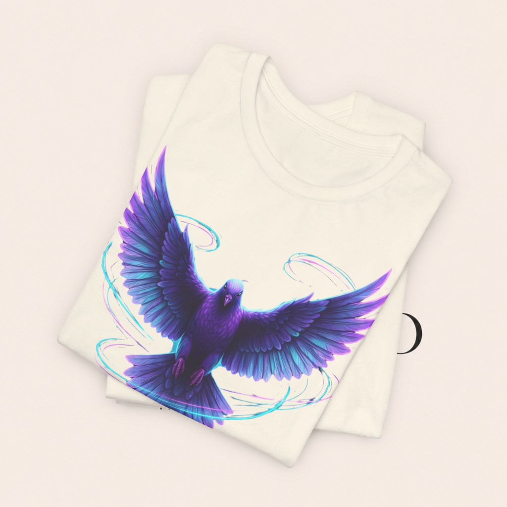 Mystic Raven Tee — Purple Glowing Dove Graphic T-Shirt