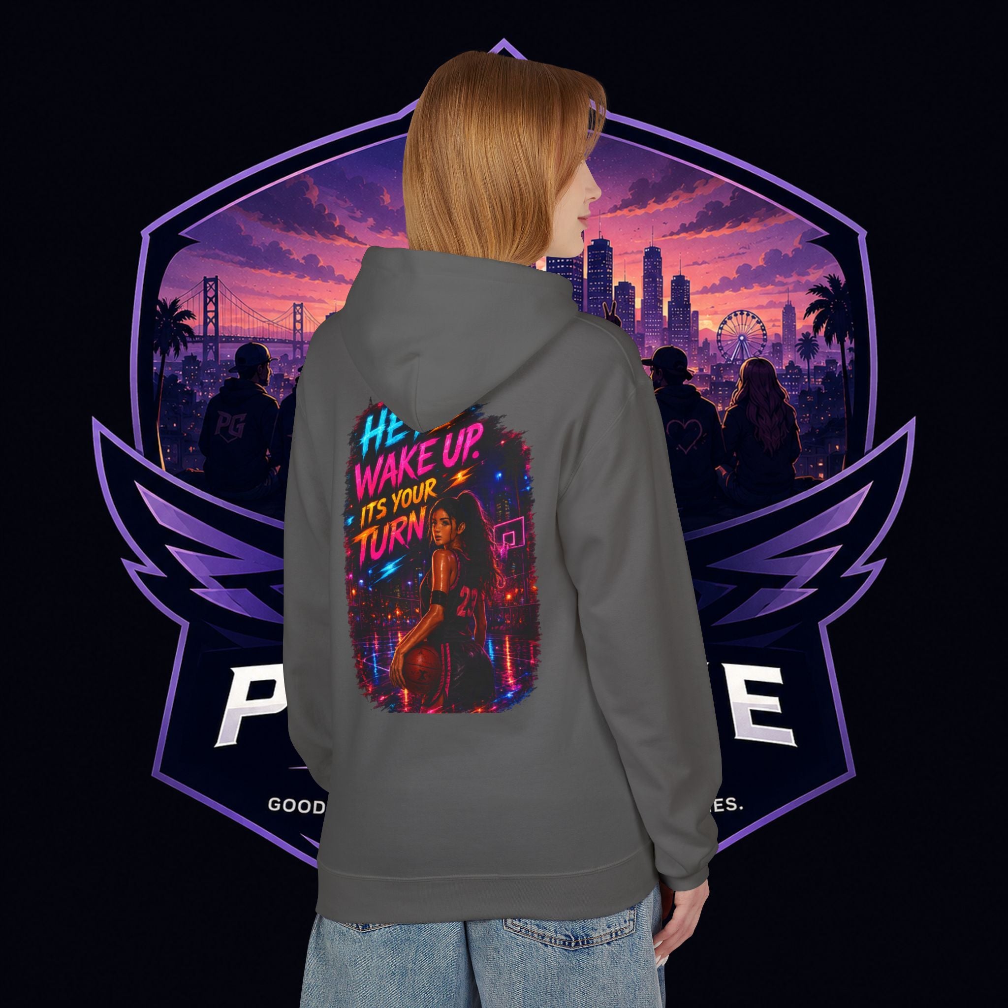 PG CZAR  "Hey Wake Up, It's Your Turn" Back Print PG 'Bruh Throw Now!' Graphic Hoodie