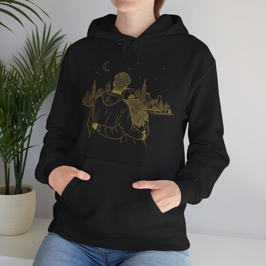 Couple Silhouette Hoodie – Romantic Cityscape 'Together' Pullover