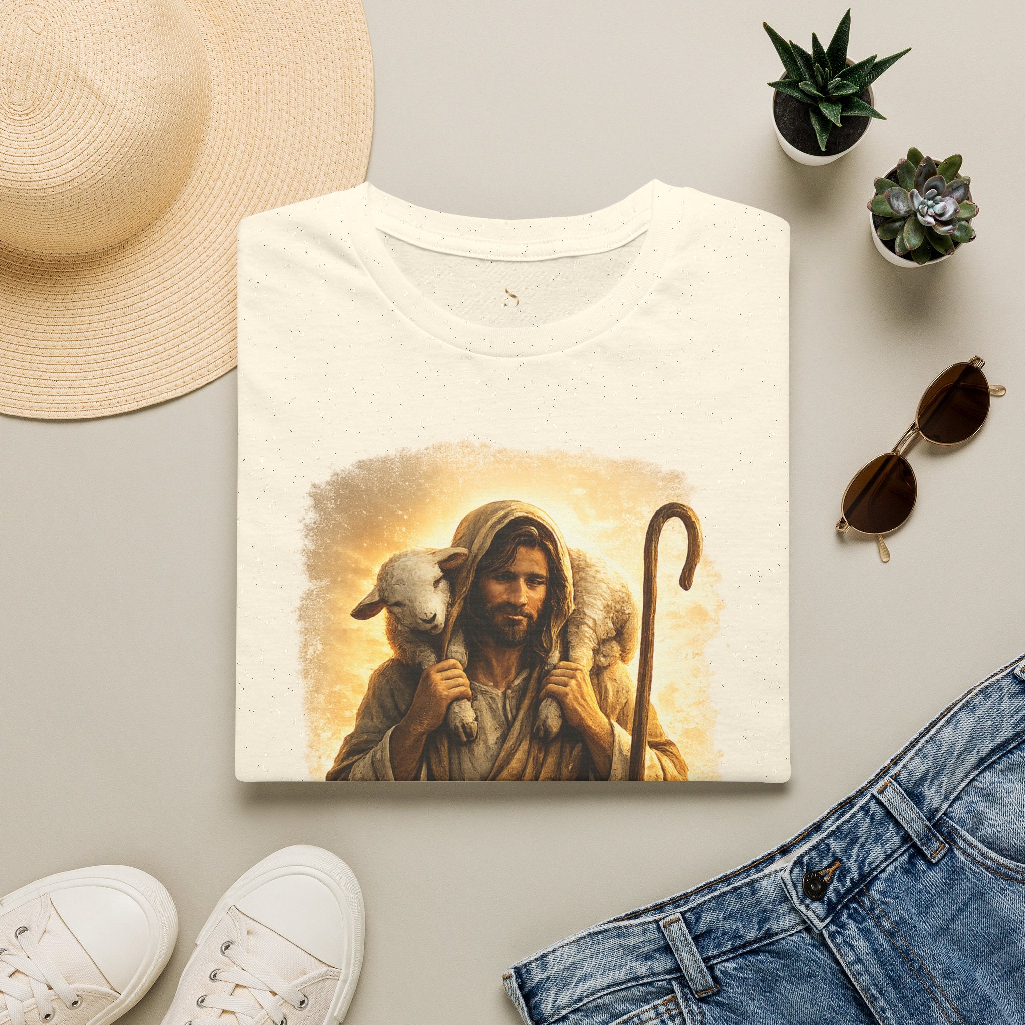 Jesus the Good Shepherd T-Shirt — 'Found.' Christian Faith Tee