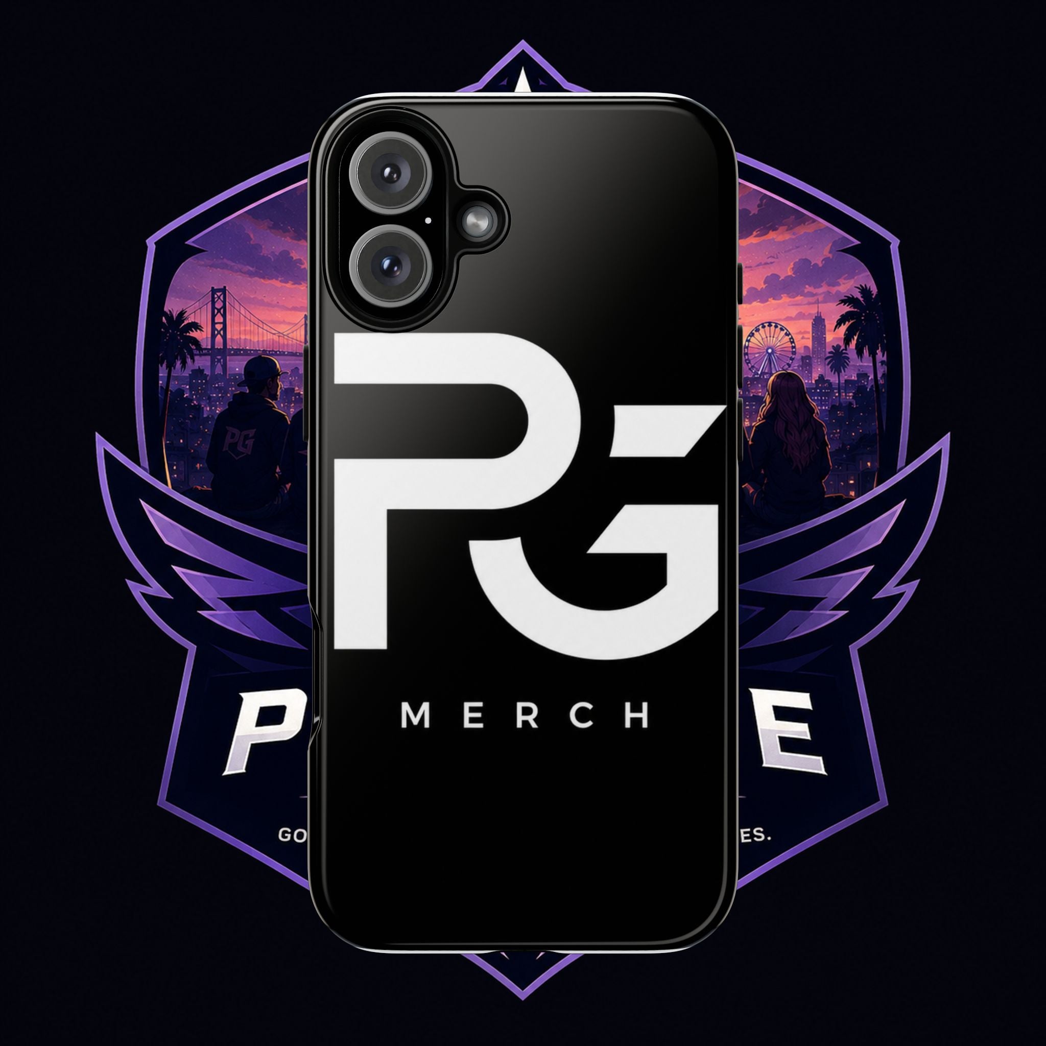 PG CUSTOMIZED RG Merch Tough Phone Case – Black Protective Phone Cover with Bold Logo