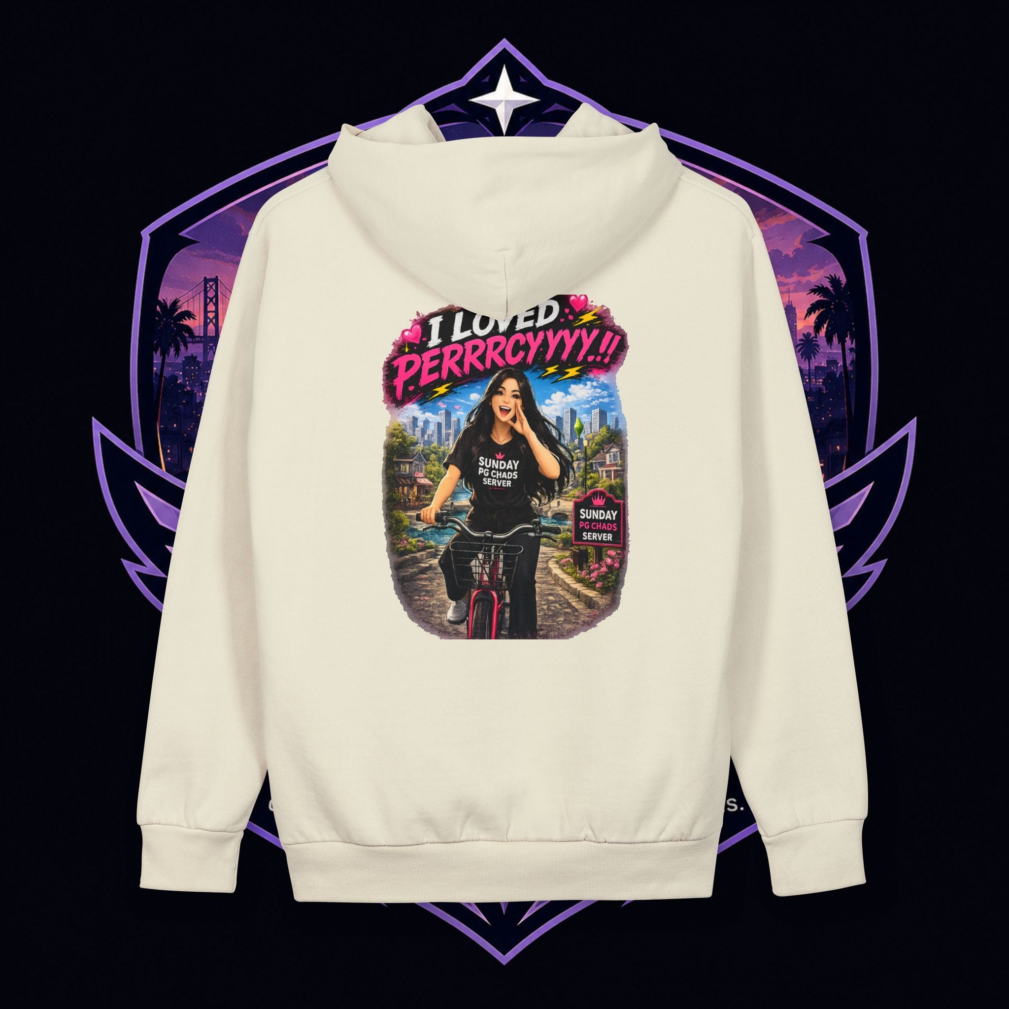 PG SUZY In-Game Famous, Offline Taken Hoodie — Gamer Streetwear Pullover Featuring “I Love Perrrcyyy!!”