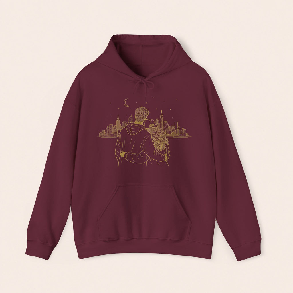 Couple Silhouette Hoodie – Romantic Cityscape 'Together' Pullover