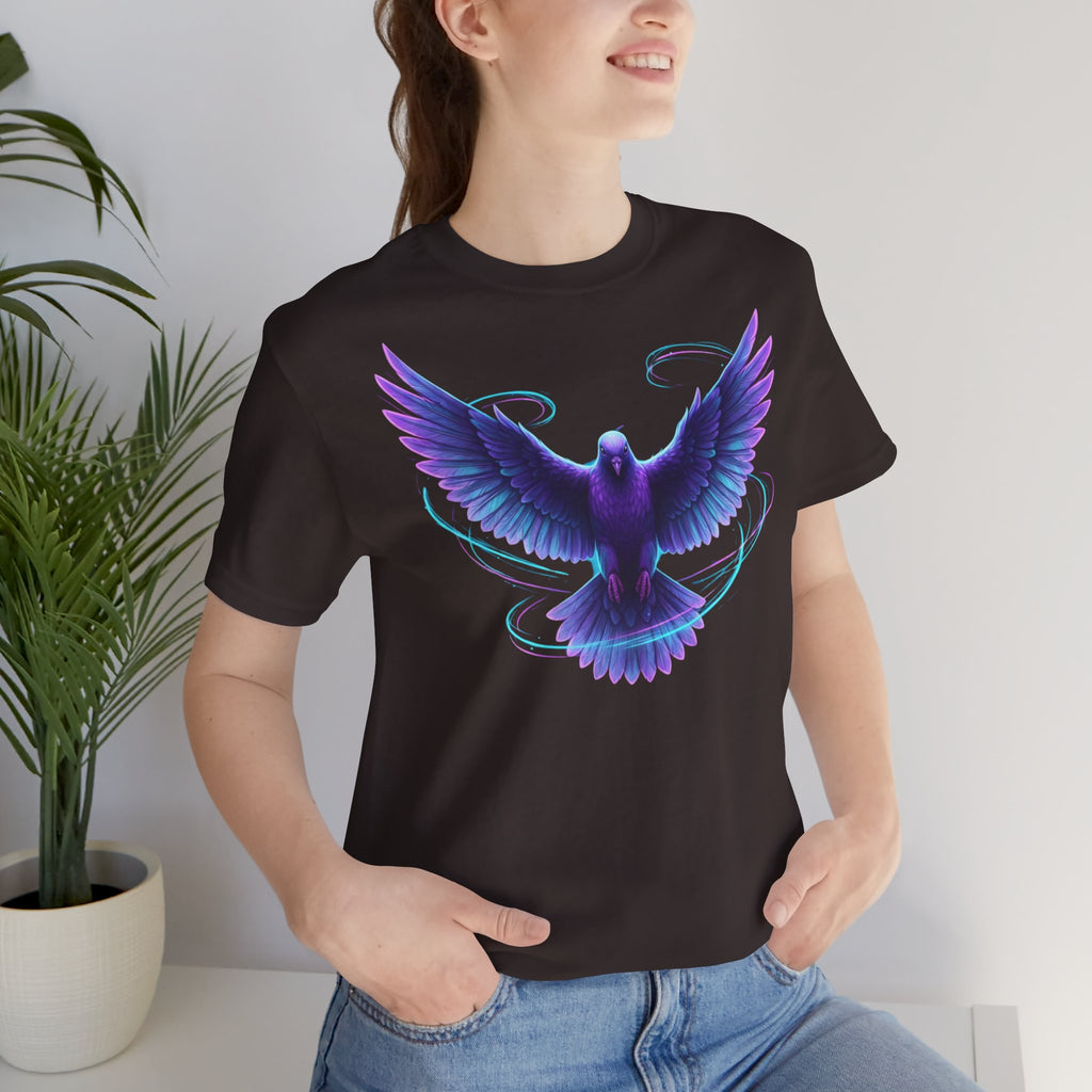 Mystic Raven Tee — Purple Glowing Dove Graphic T-Shirt