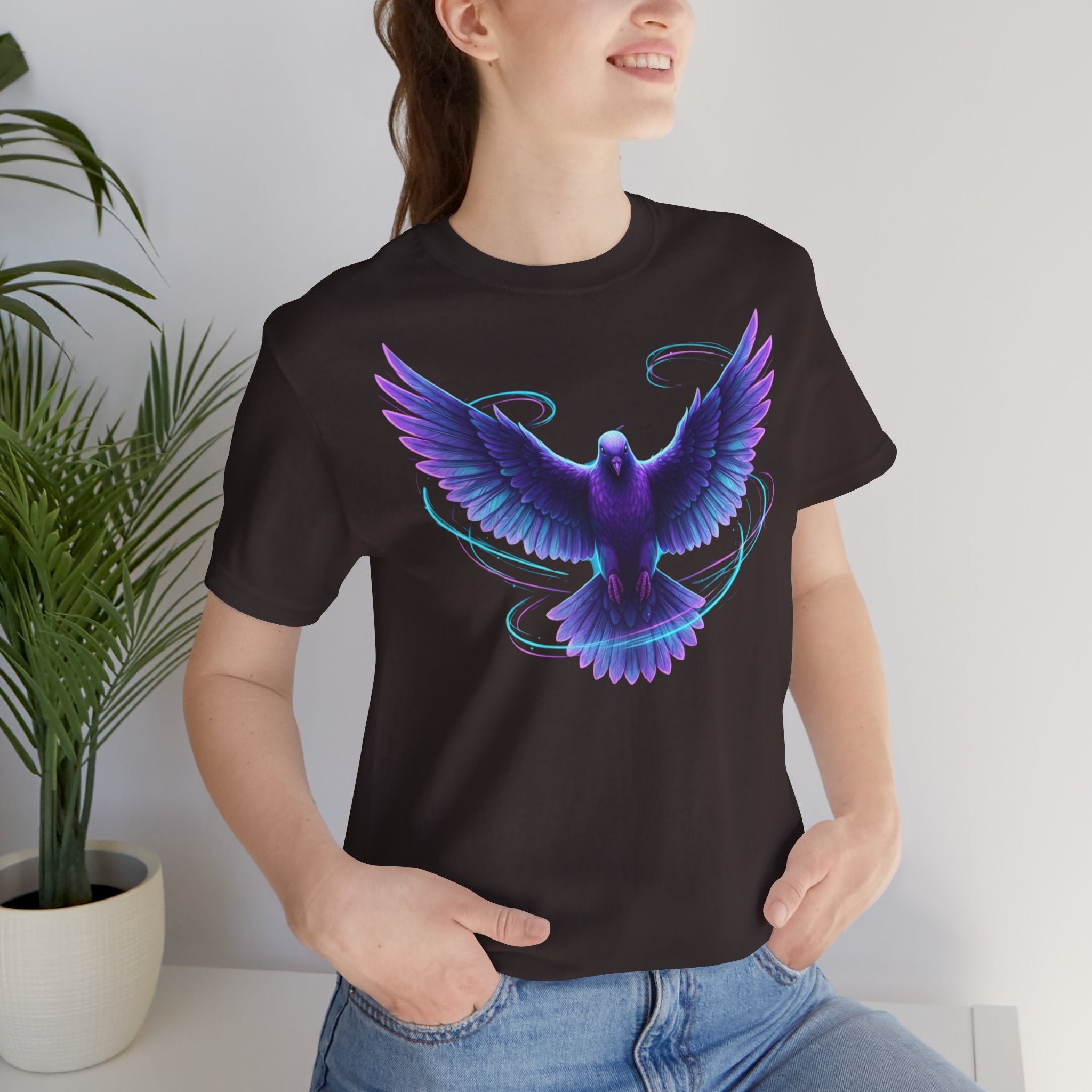 Mystic Raven Tee — Purple Glowing Dove Graphic T-Shirt
