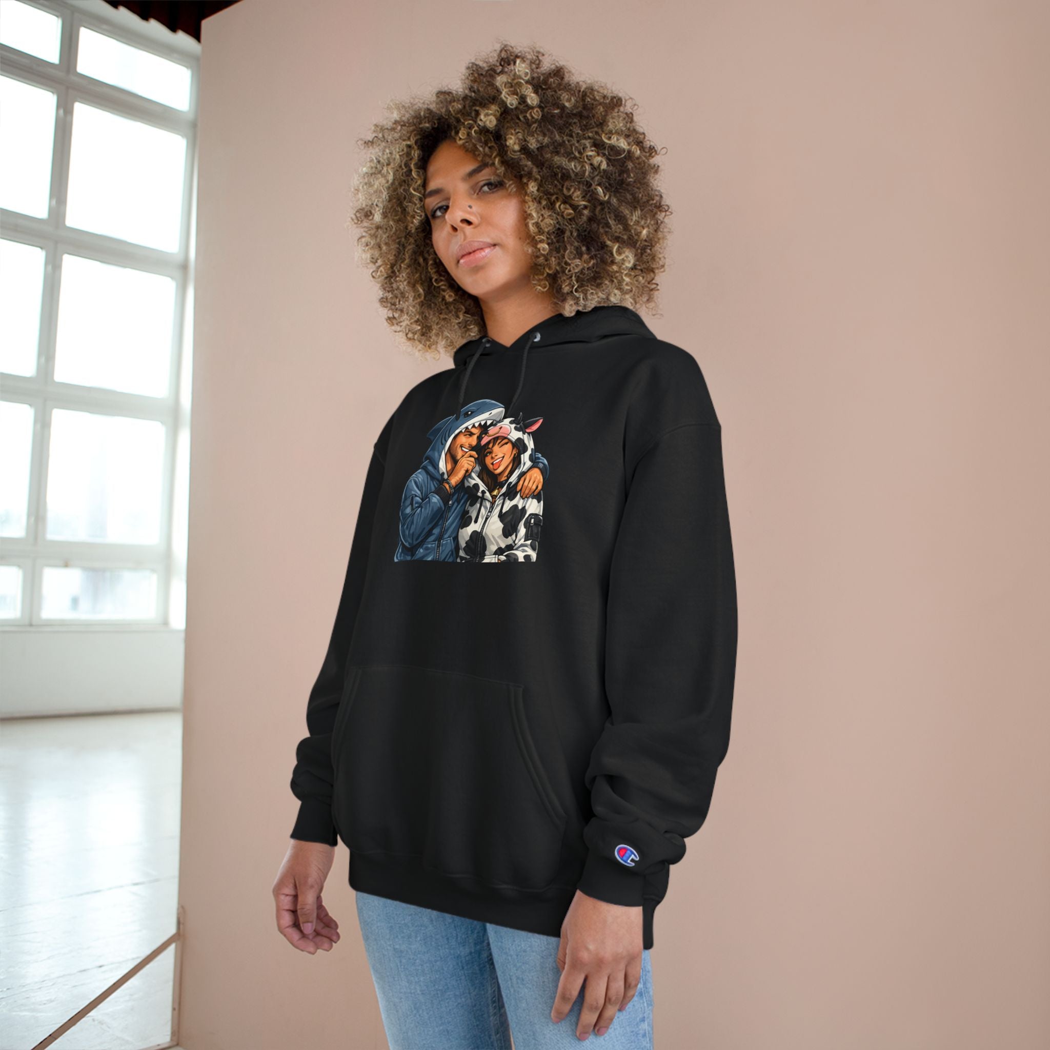 SC Vintage-Inspired Champion Hoodie — Cozy Retro Couple Graphic