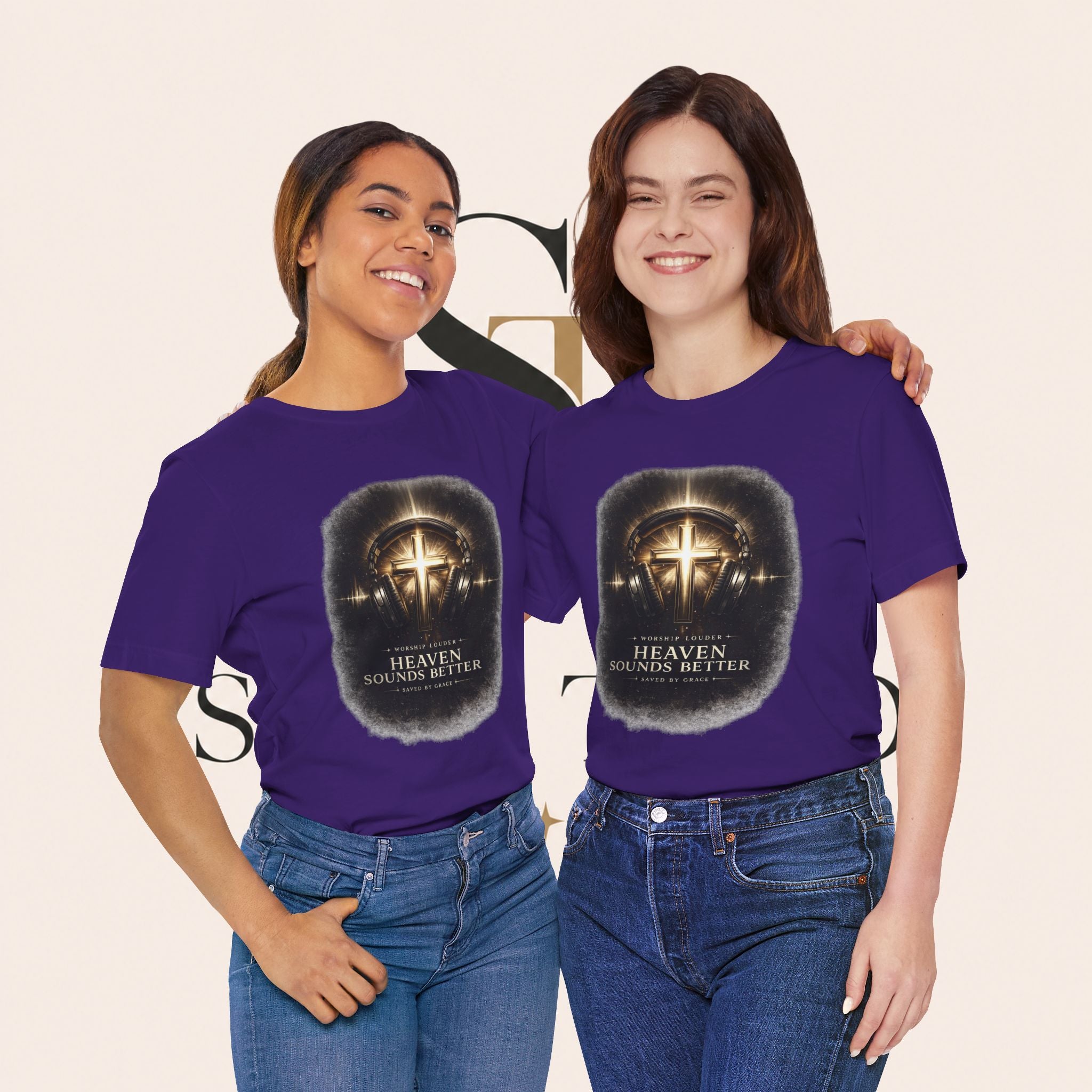 Youth Christian T‑Shirt - "Heaven Sounds Better" Cross Headphones Graphic Tee