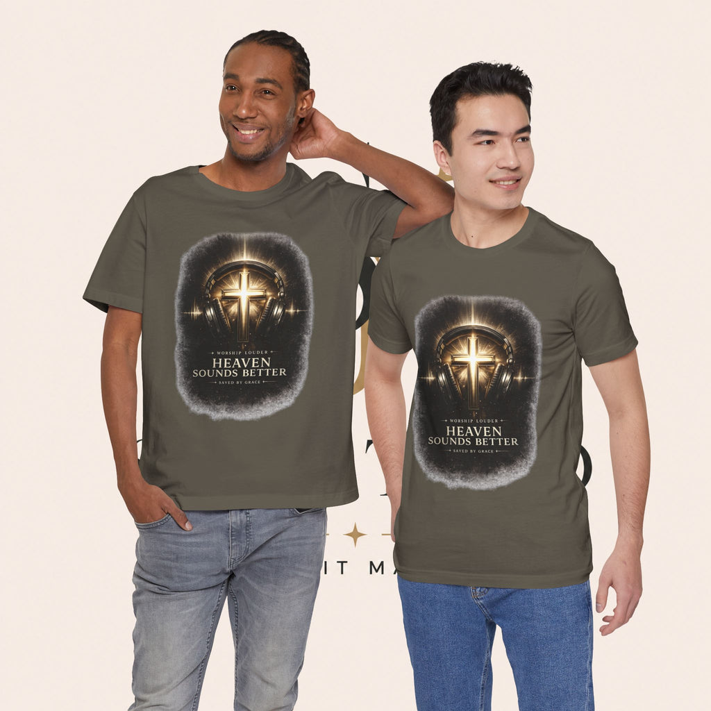 Youth Christian T‑Shirt - "Heaven Sounds Better" Cross Headphones Graphic Tee